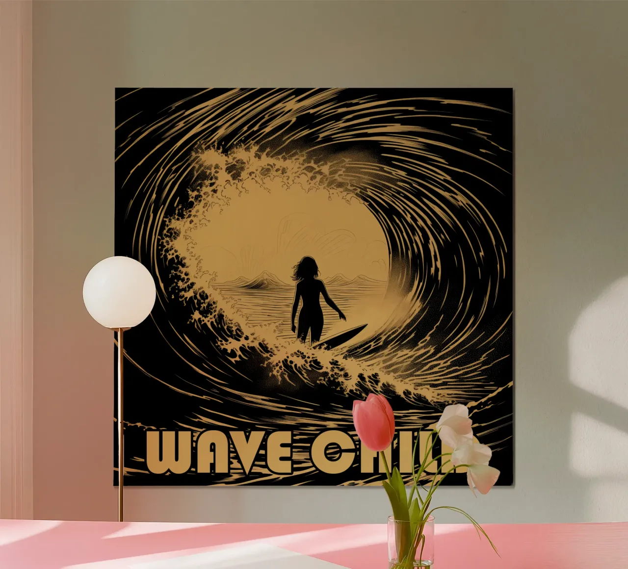 Wave Child | Surfer Motiv poster con telaio in plastica da Autofocus