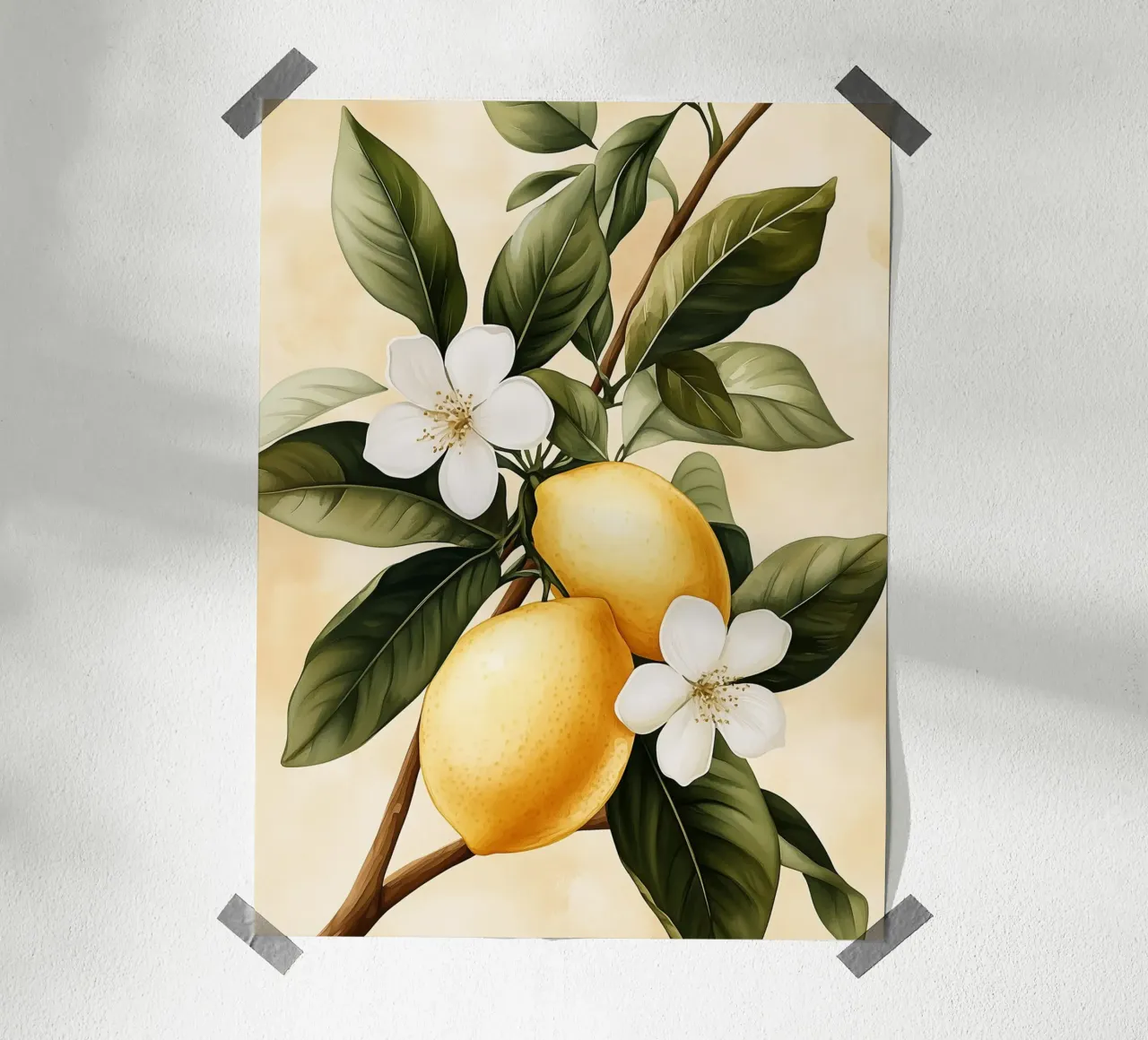 Limoni e fiori bianchi poster da Spice & Style
