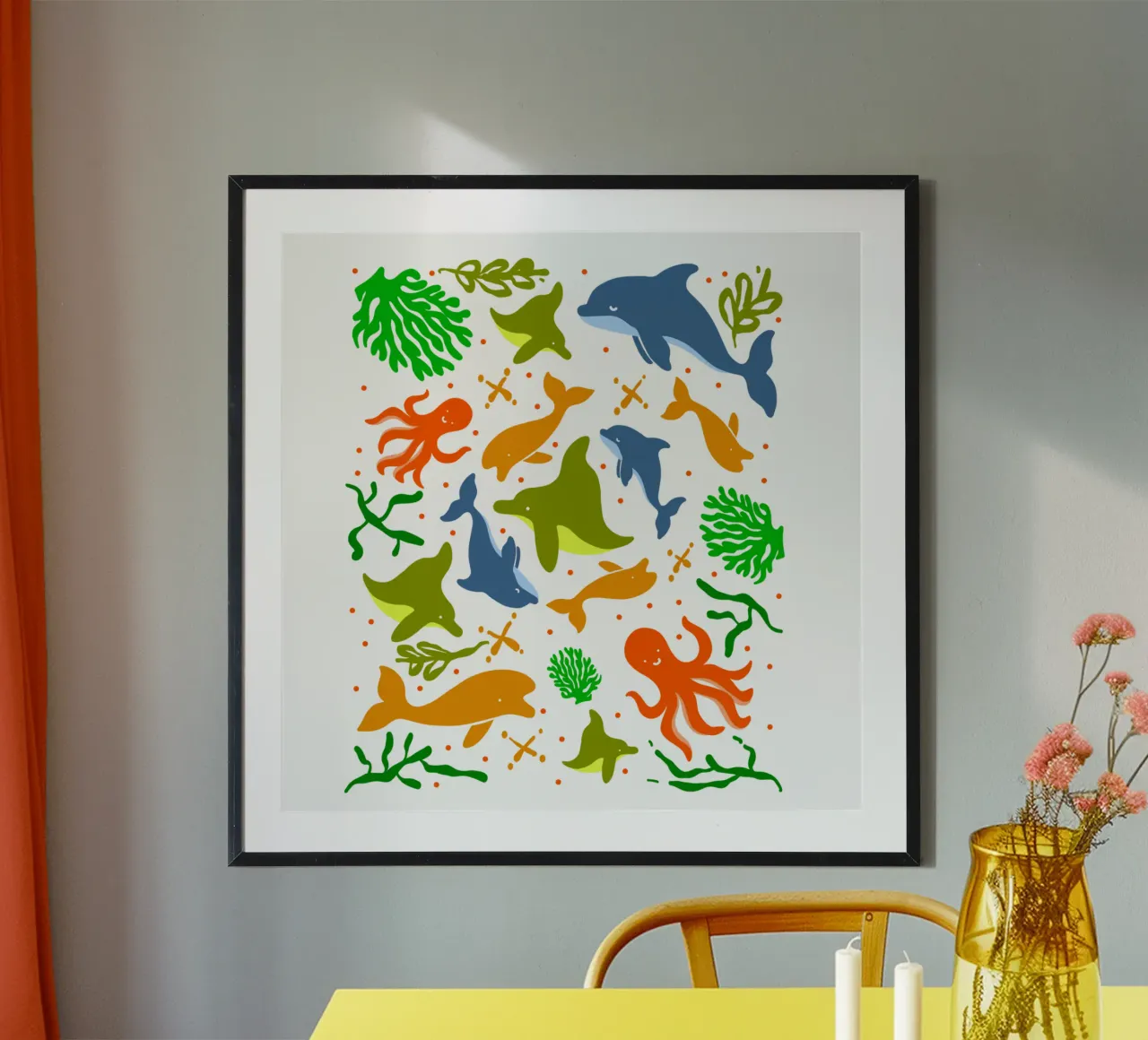 Divertimento estivo per bambini - Avventura subacquea. poster con telaio in plastica da Gift For You