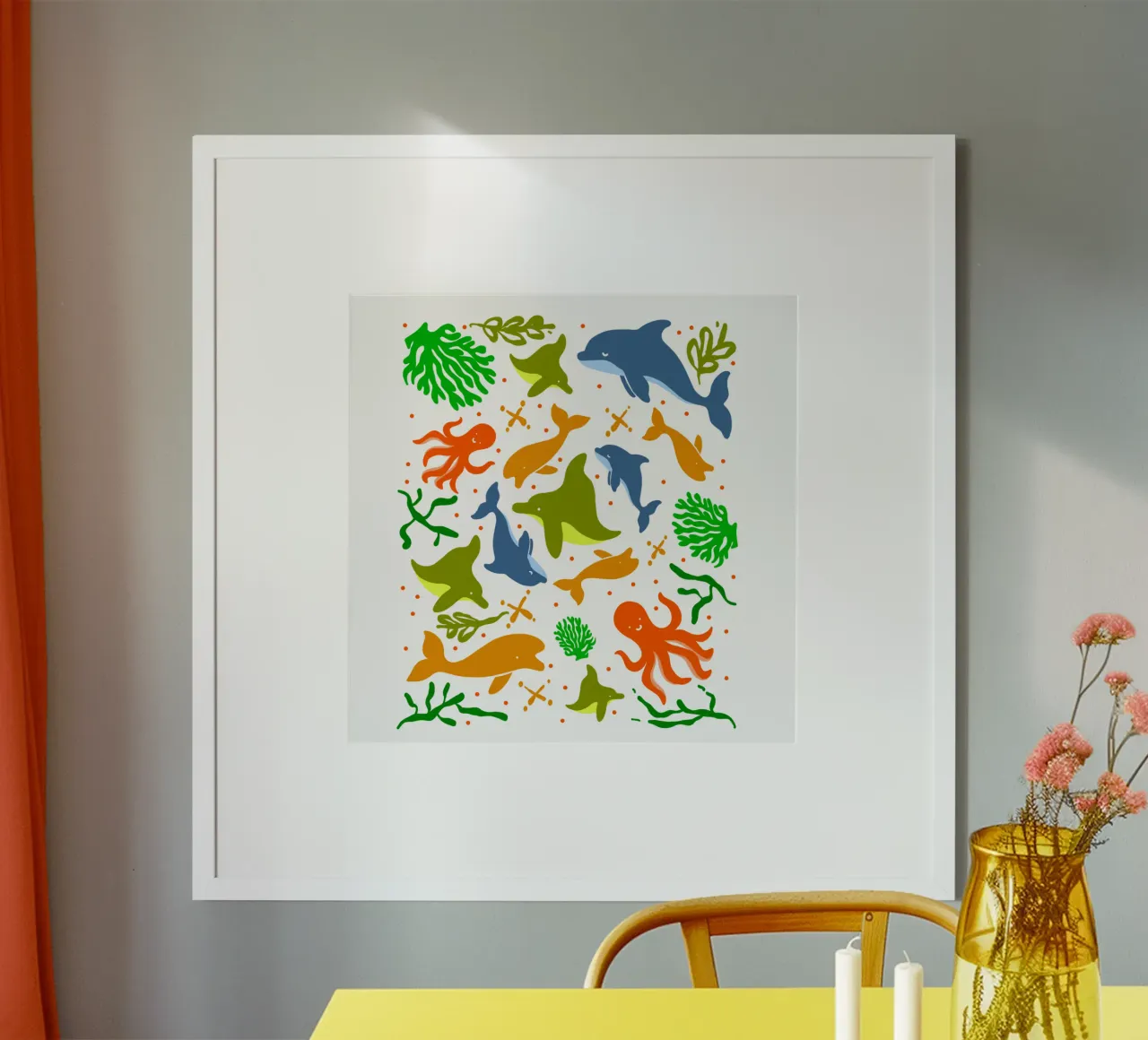 Divertimento estivo per bambini - Avventura subacquea. poster con telaio in plastica da Gift For You