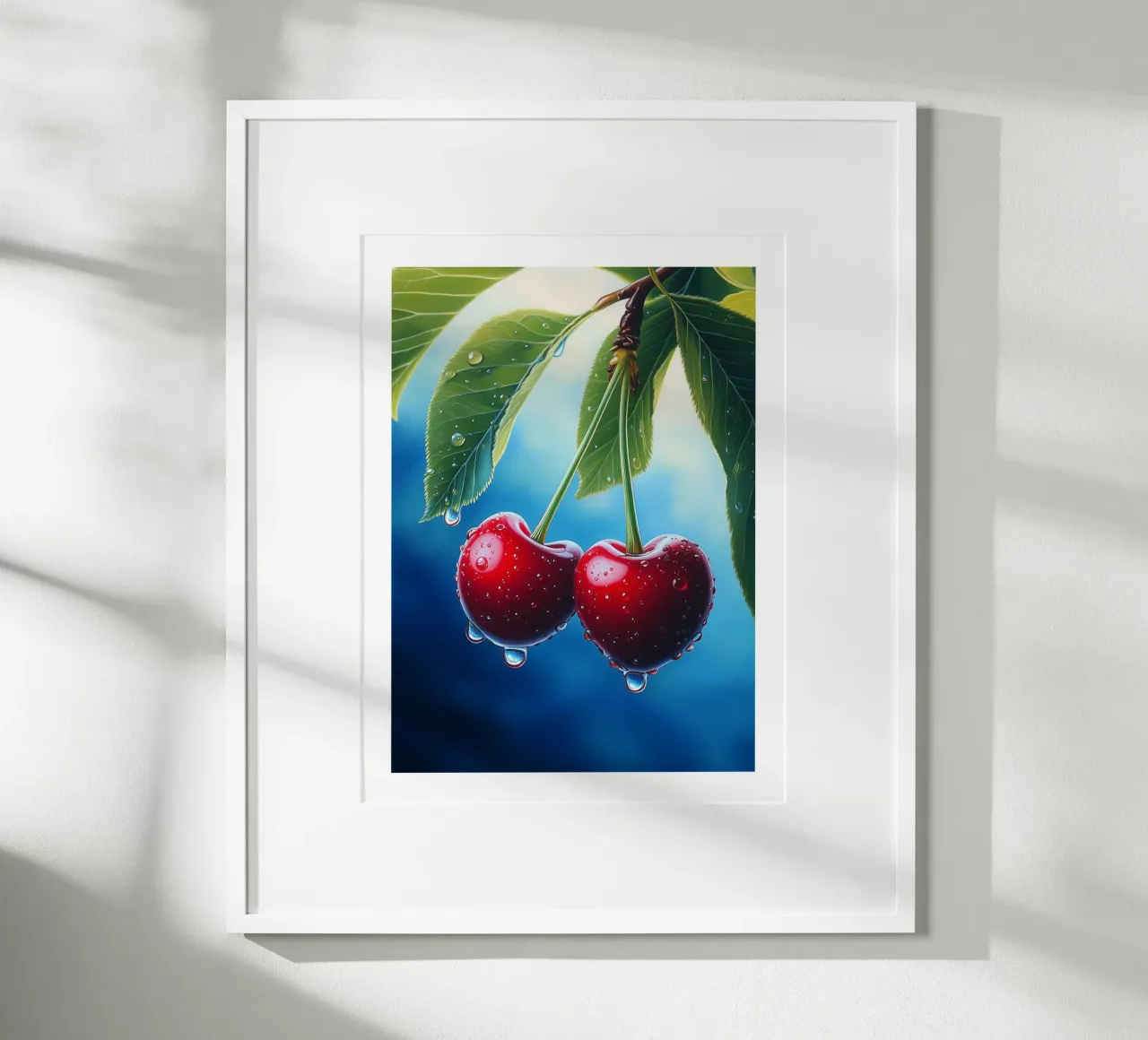 Ciliegie rosse e gocce d'acqua poster da Spice & Style