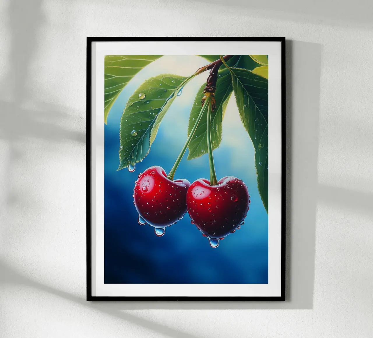 Ciliegie rosse e gocce d'acqua poster da Spice & Style