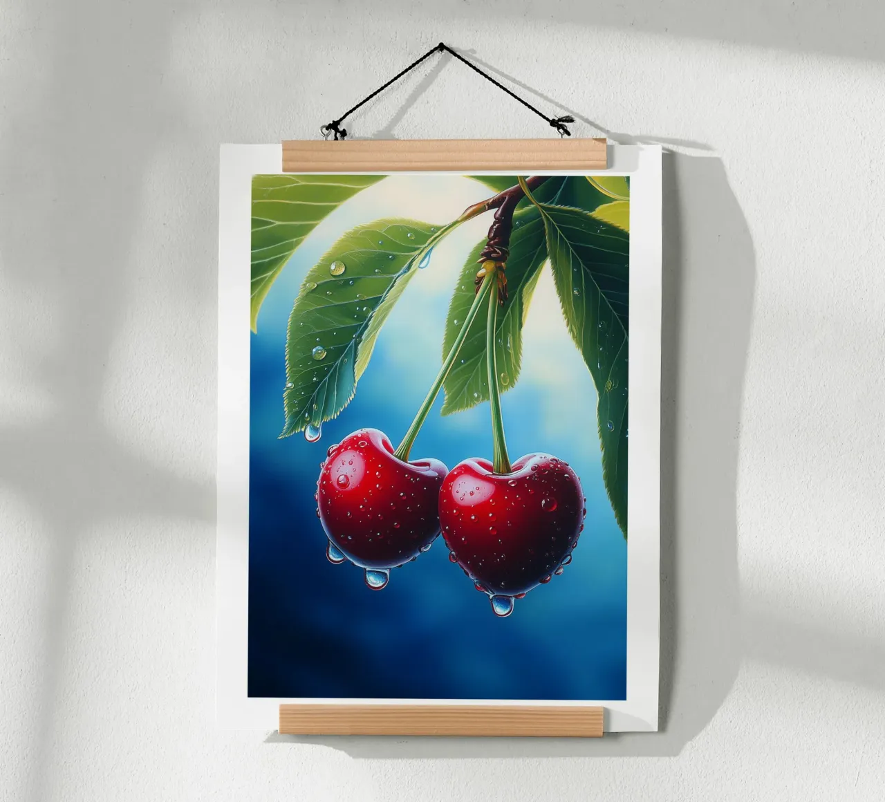 Ciliegie rosse e gocce d'acqua poster da Spice & Style