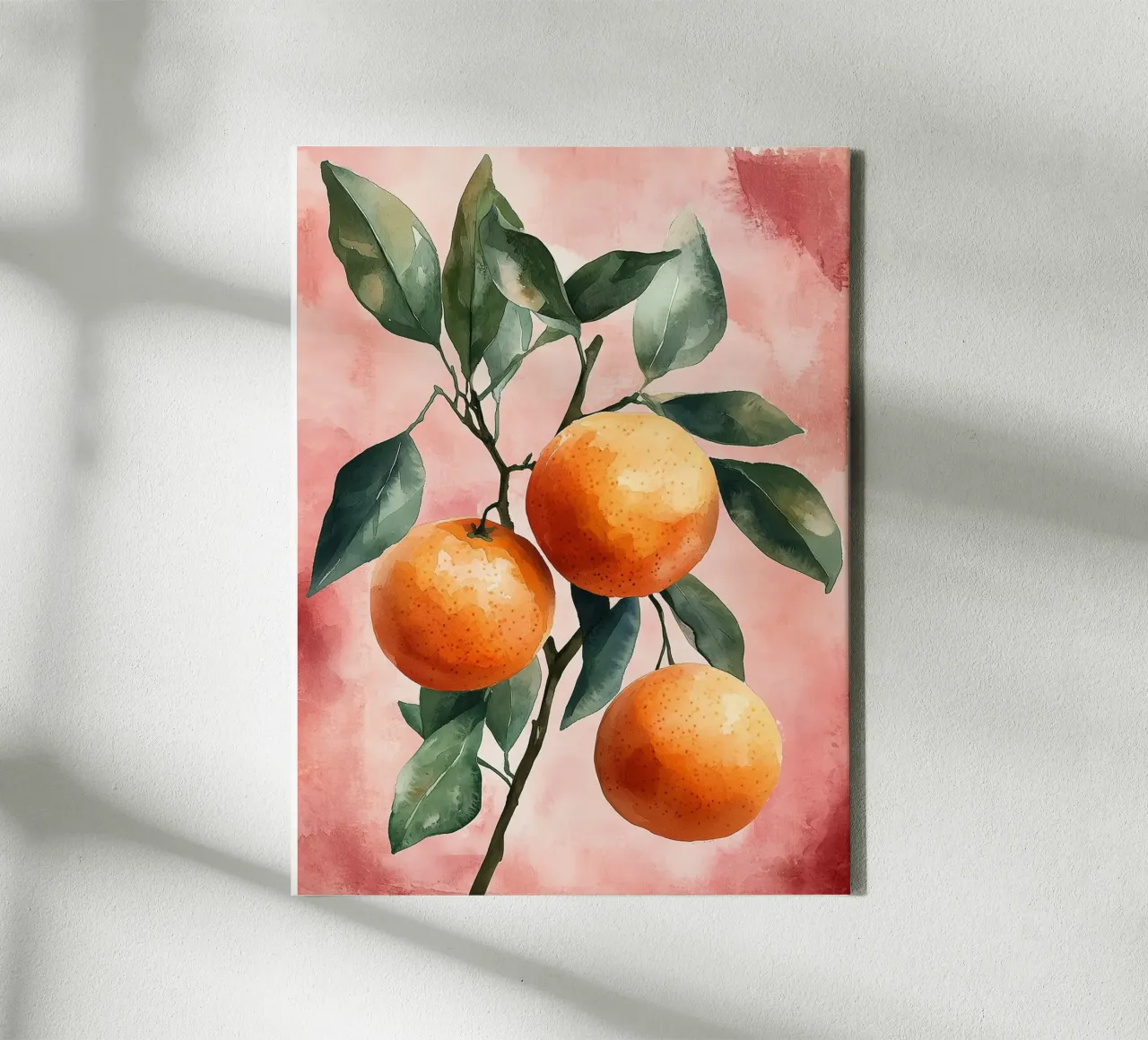 Fresh oranges on a branch canvas with Floater frame by Spice & Style