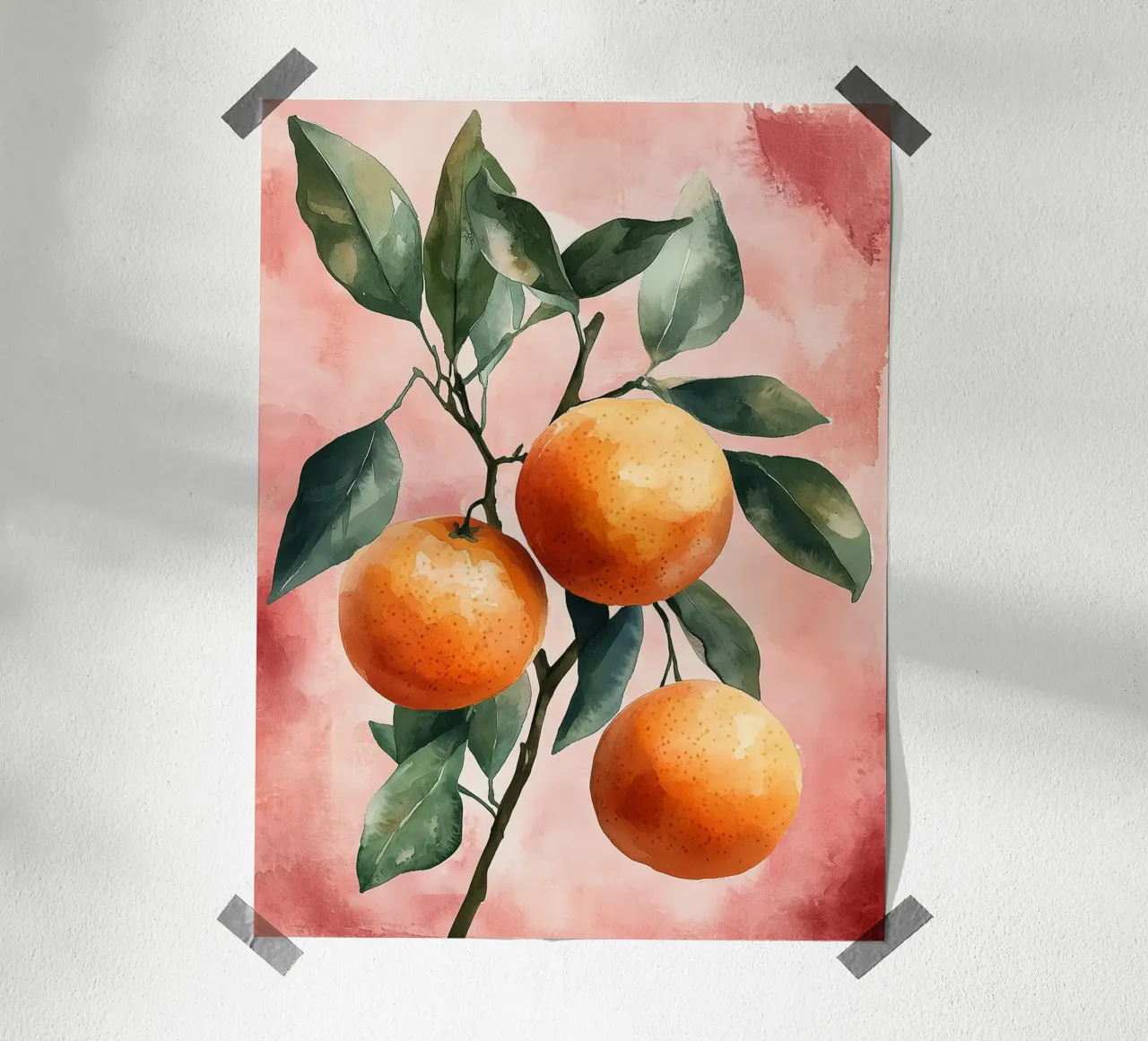 Arance fresche su un ramo poster con telaio in legno da Spice & Style