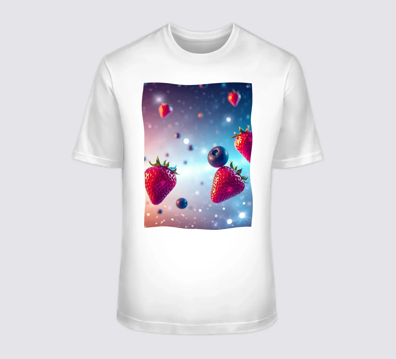 Fragole e mirtilli galleggianti colorati t-shirt da DesignDoodle