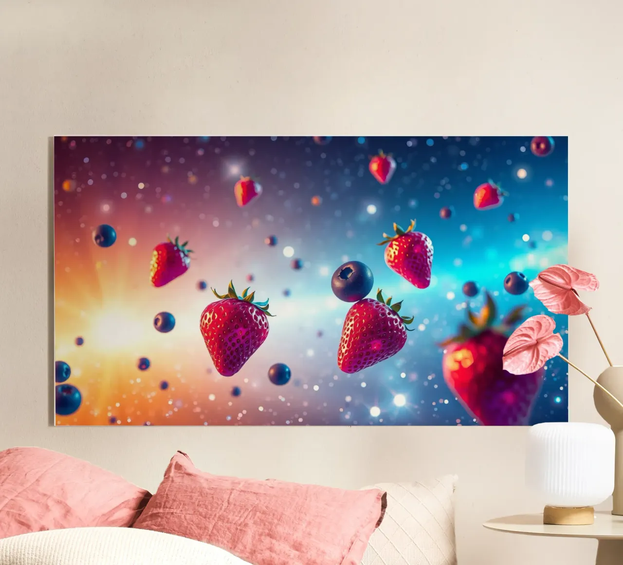 Fragole e mirtilli galleggianti colorati plexiglass da DesignDoodle