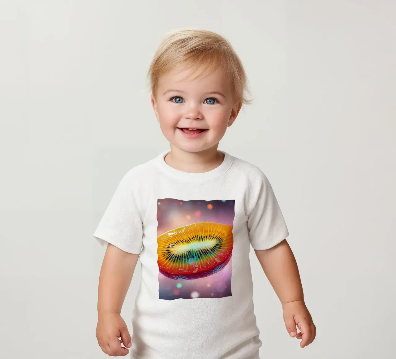 Vibrante arte astratta con uno spazio colorato per la frutta maglietta neonato da DesignDoodle