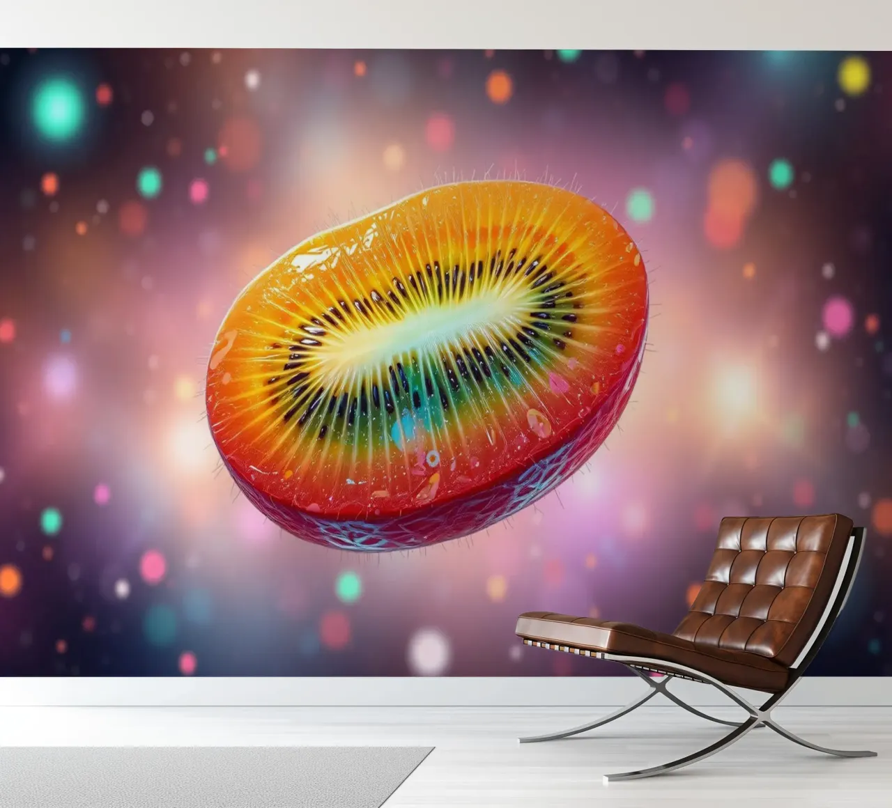 Vibrant abstract art featuring a colorful fruit space photo wallpaper by DesignDoodle