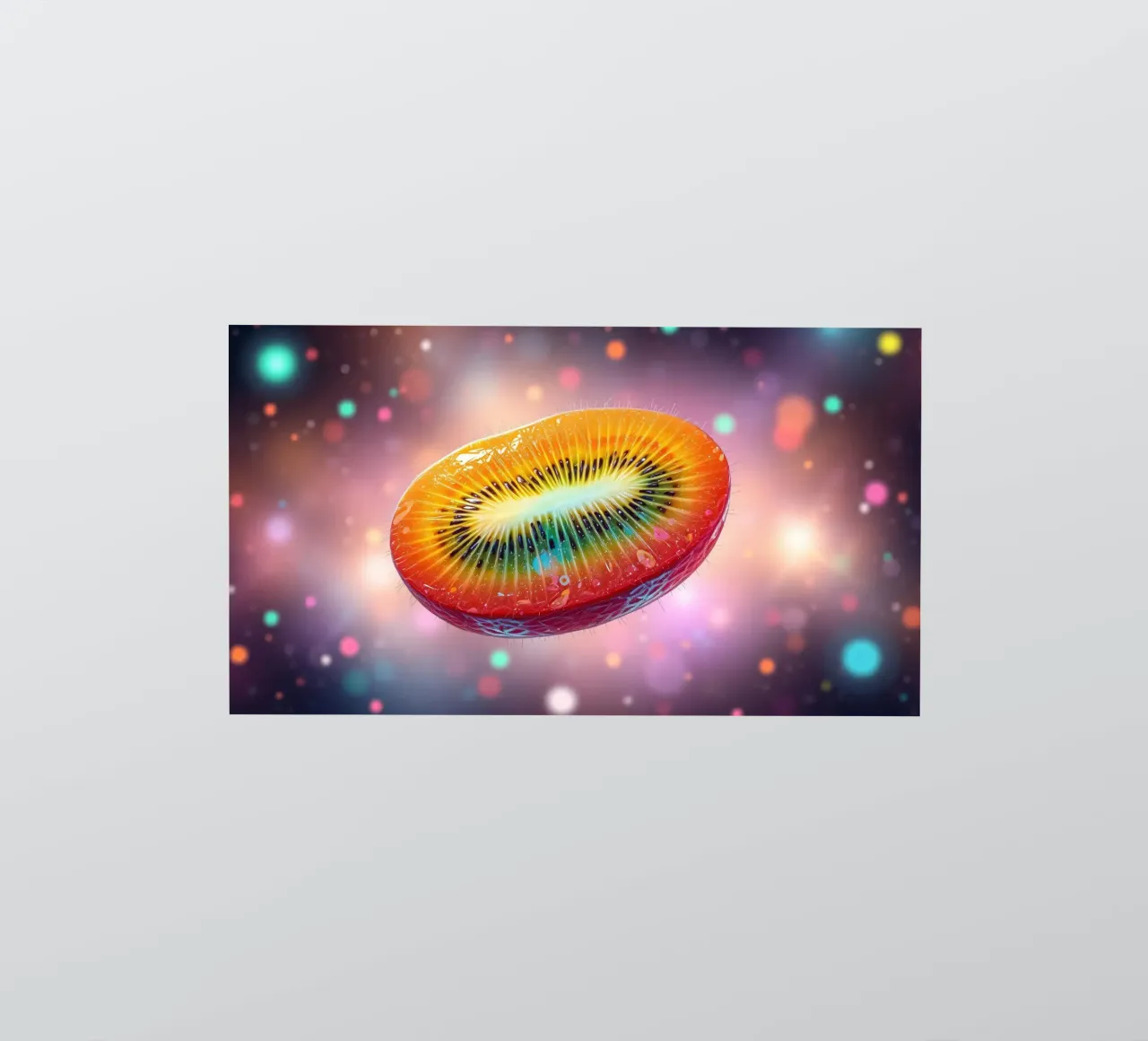Vibrant abstract art featuring a colorful fruit space sticker by DesignDoodle