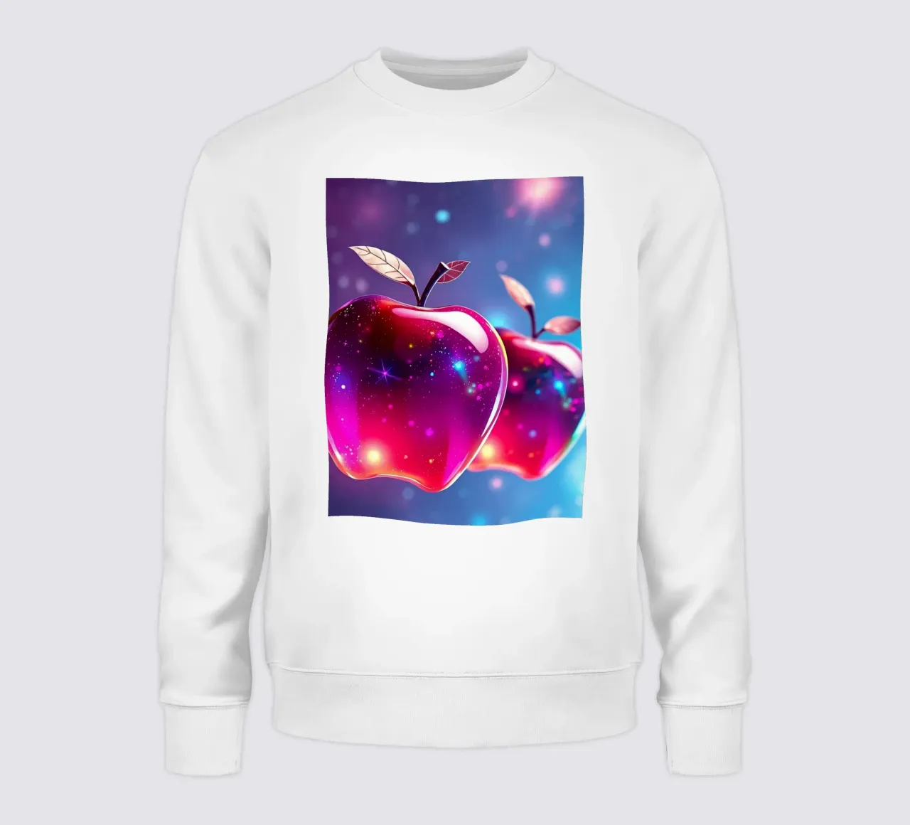 glanzende appels met kosmische achtergrond en sprankelende elementen sweatshirt van DesignDoodle