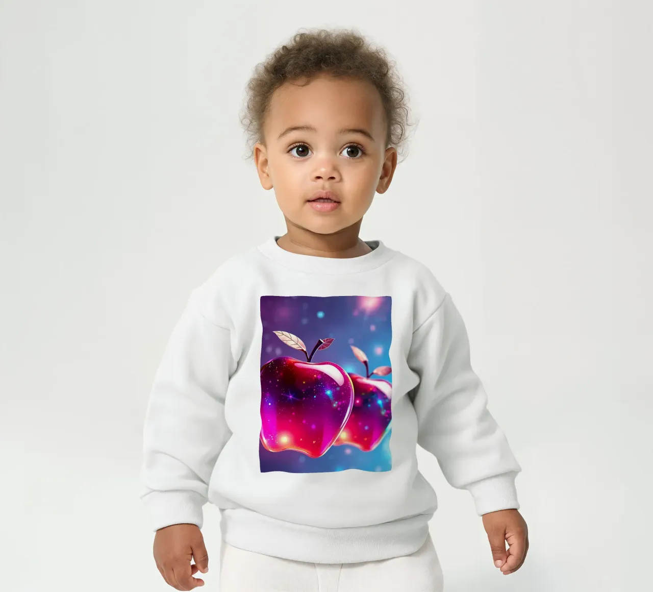 Mele lucide con sfondo cosmico ed elementi scintillanti felpa neonato da DesignDoodle