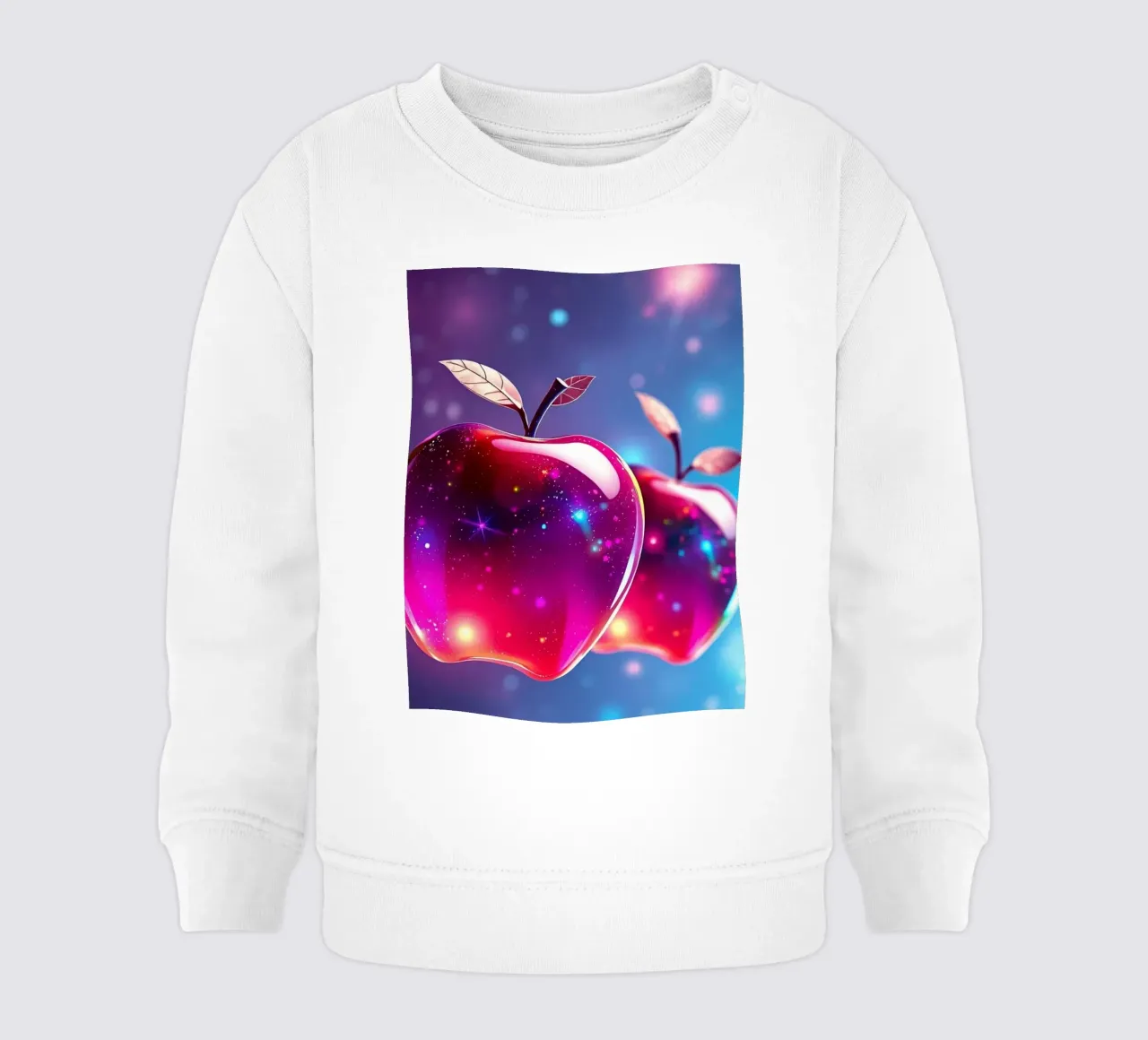 glossy apples with cosmic background and sparkling elements baby sweatshirt by DesignDoodle