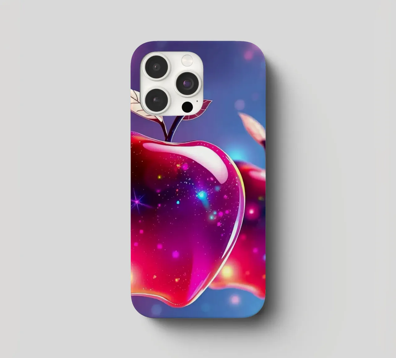 glossy apples with cosmic background and sparkling elements iphone case by DesignDoodle