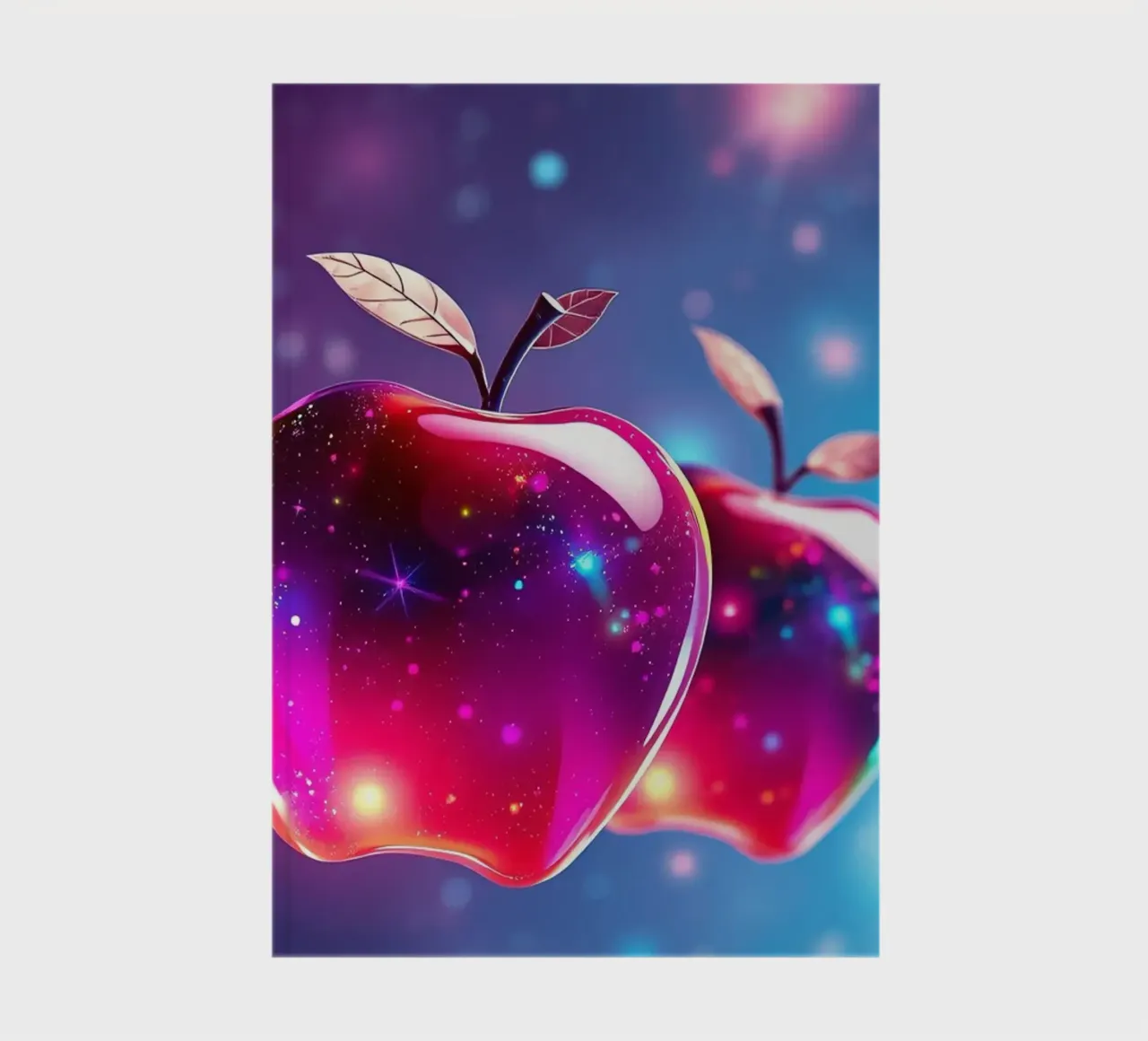 glossy apples with cosmic background and sparkling elements notebook by DesignDoodle
