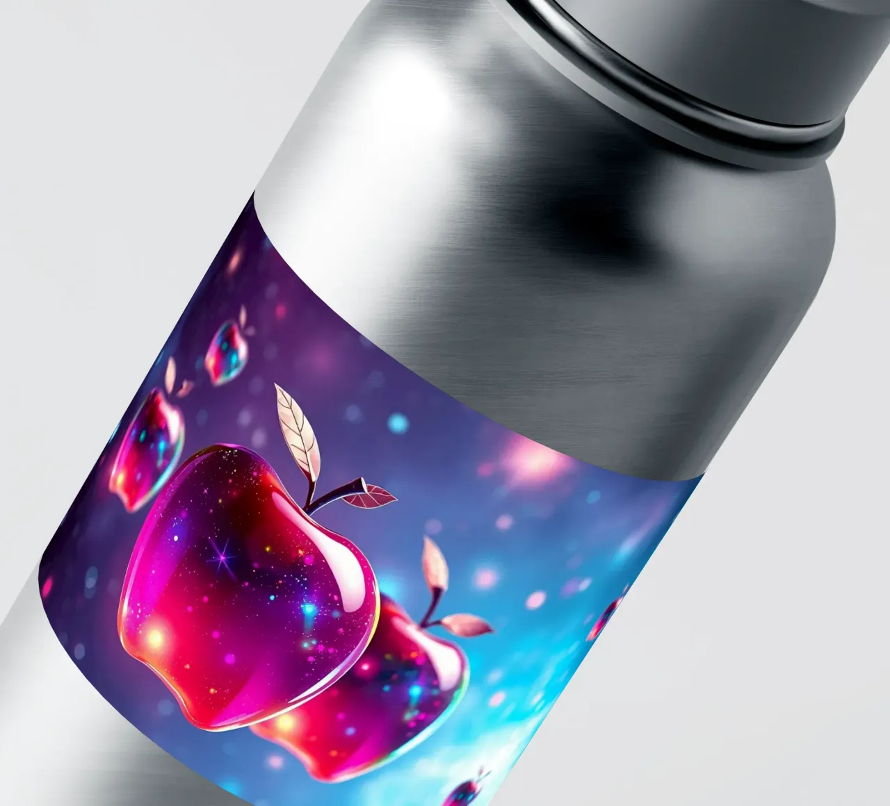 glossy apples with cosmic background and sparkling elements sticker by DesignDoodle