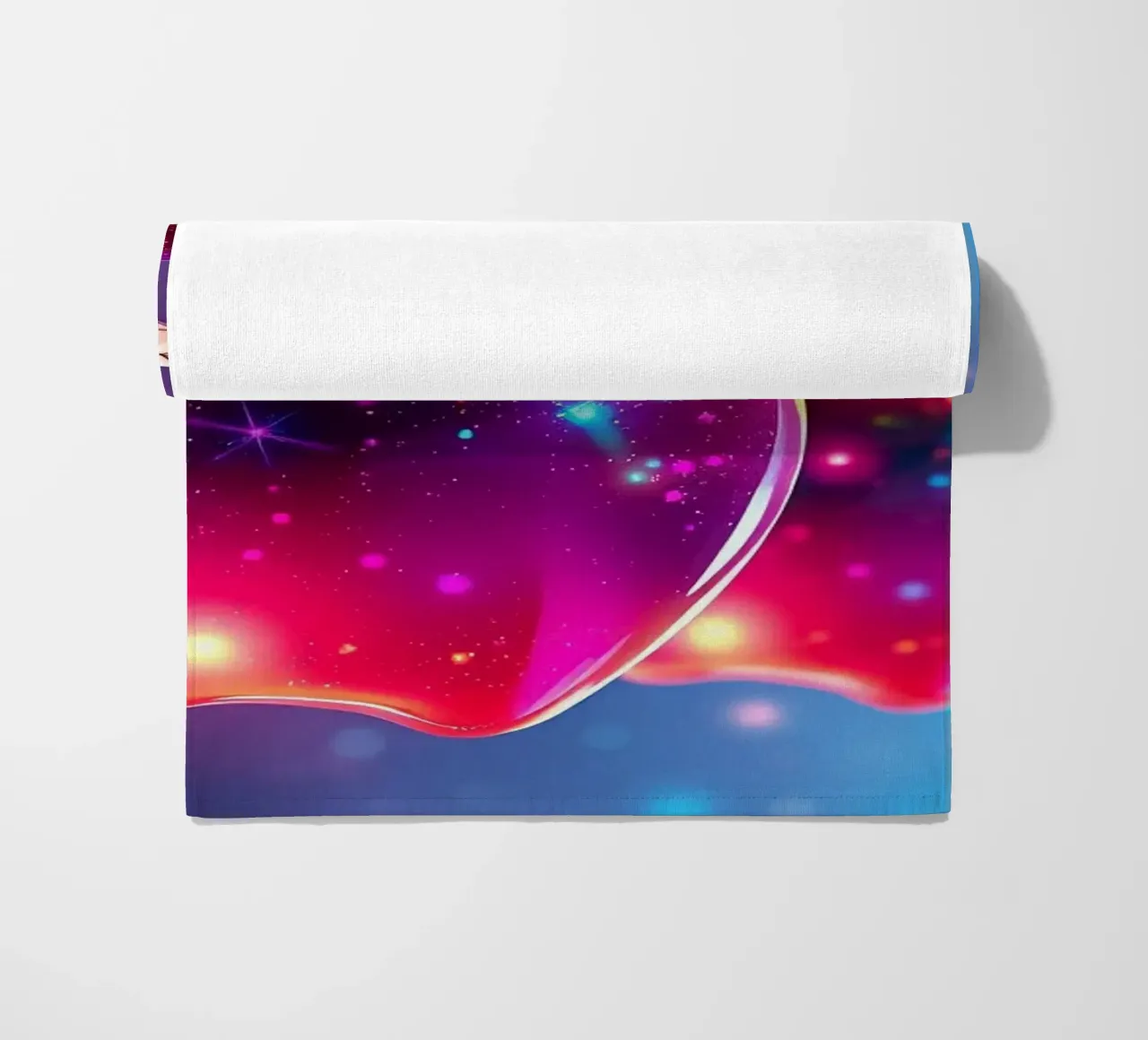 Mele lucide con sfondo cosmico ed elementi scintillanti telo mare da DesignDoodle