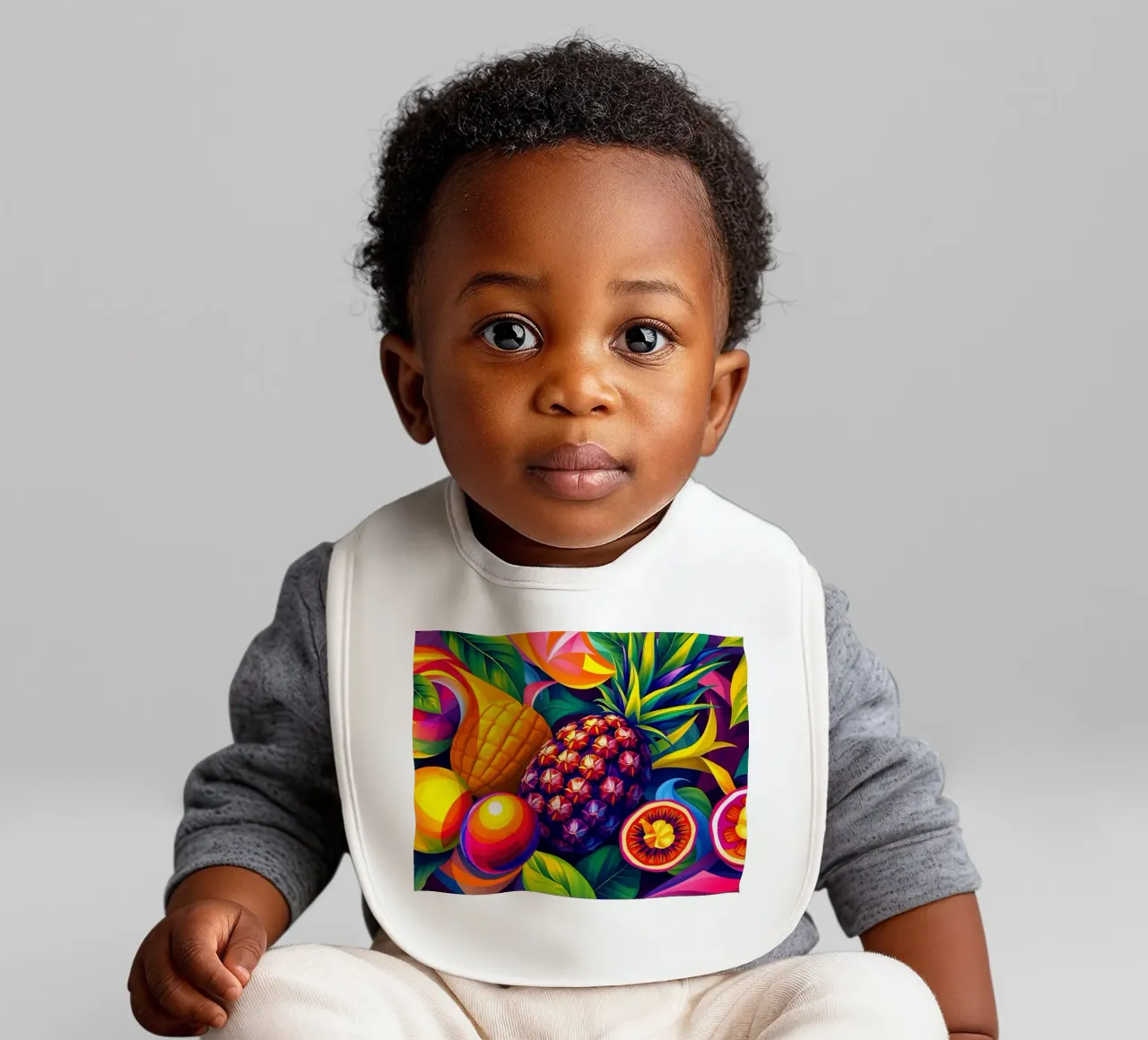 Composizione astratta di frutta con colori e dinamiche vivaci bavaglino da DesignDoodle