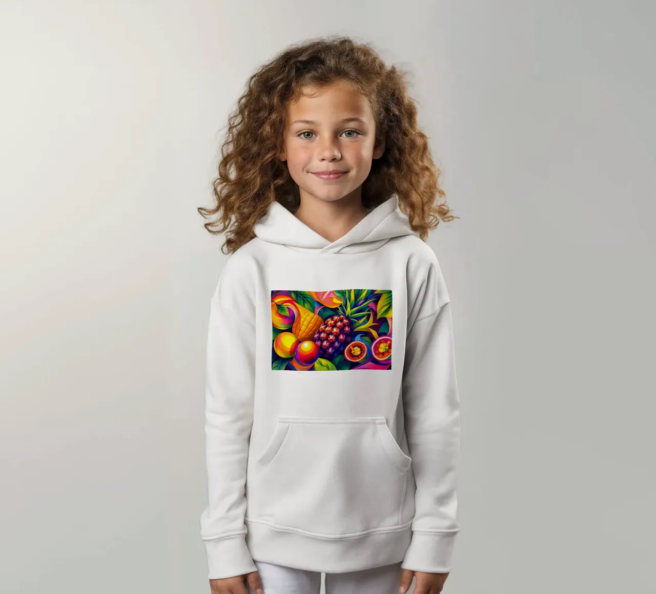 Composizione astratta di frutta con colori e dinamiche vivaci felpa bambino con cappuccio da DesignDoodle