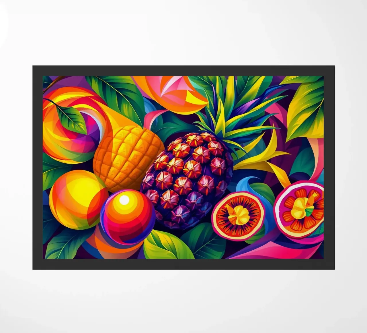 Composizione astratta di frutta con colori e dinamiche vivaci zerbino da DesignDoodle