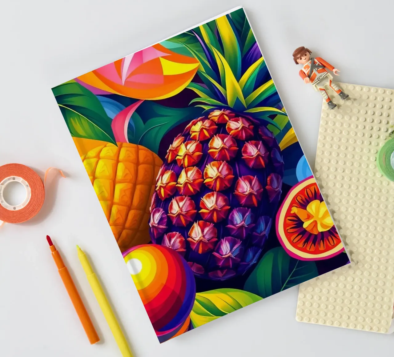 abstract fruit arrangement with bold colors and dynamics notebook by DesignDoodle