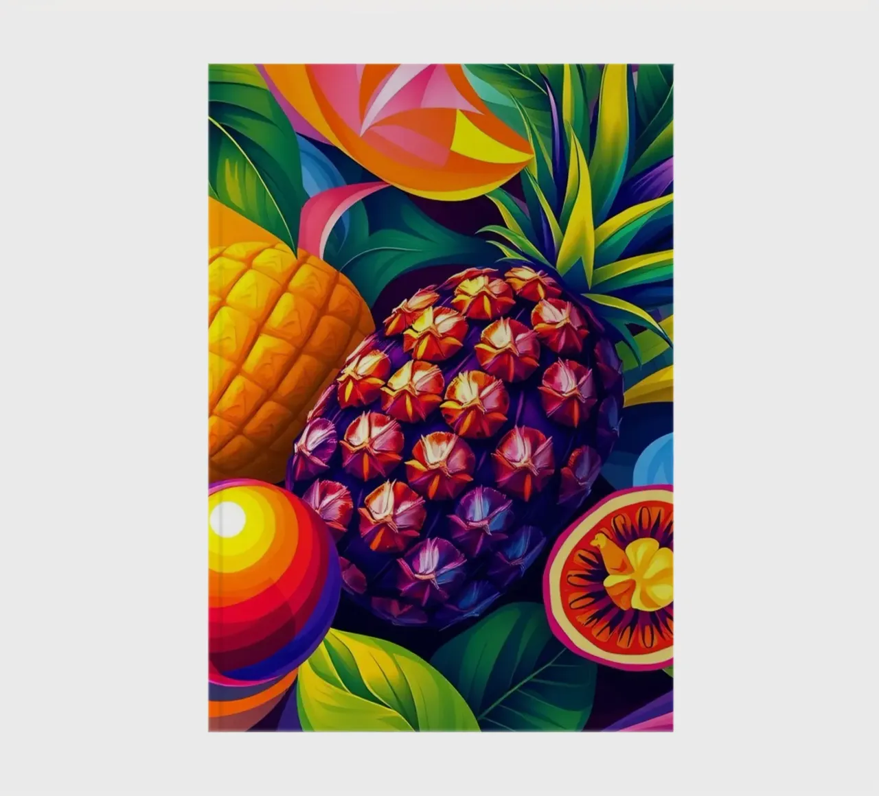 abstract fruit arrangement with bold colors and dynamics notebook by DesignDoodle