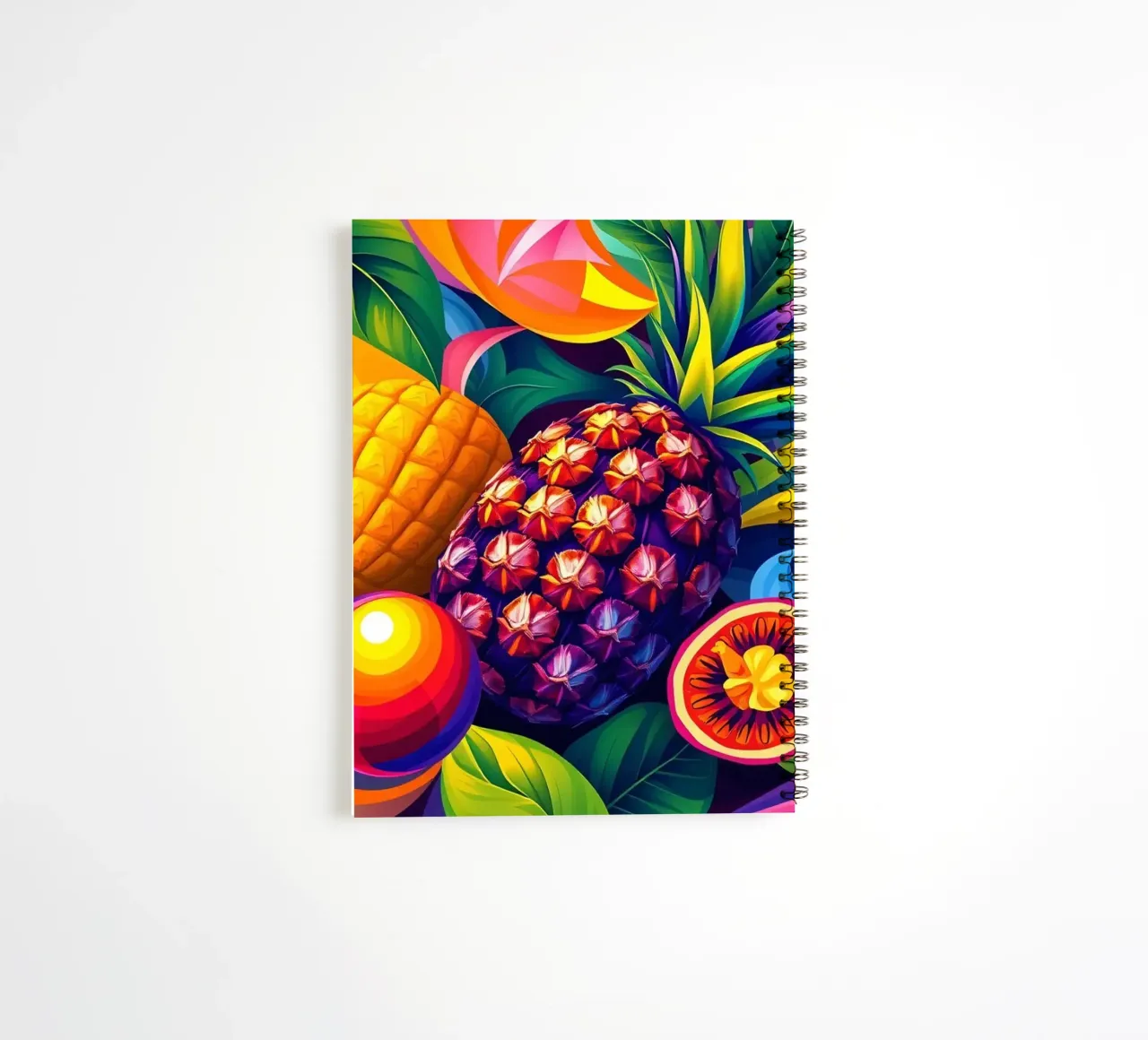 abstract fruit arrangement with bold colors and dynamics spiral notebook by DesignDoodle