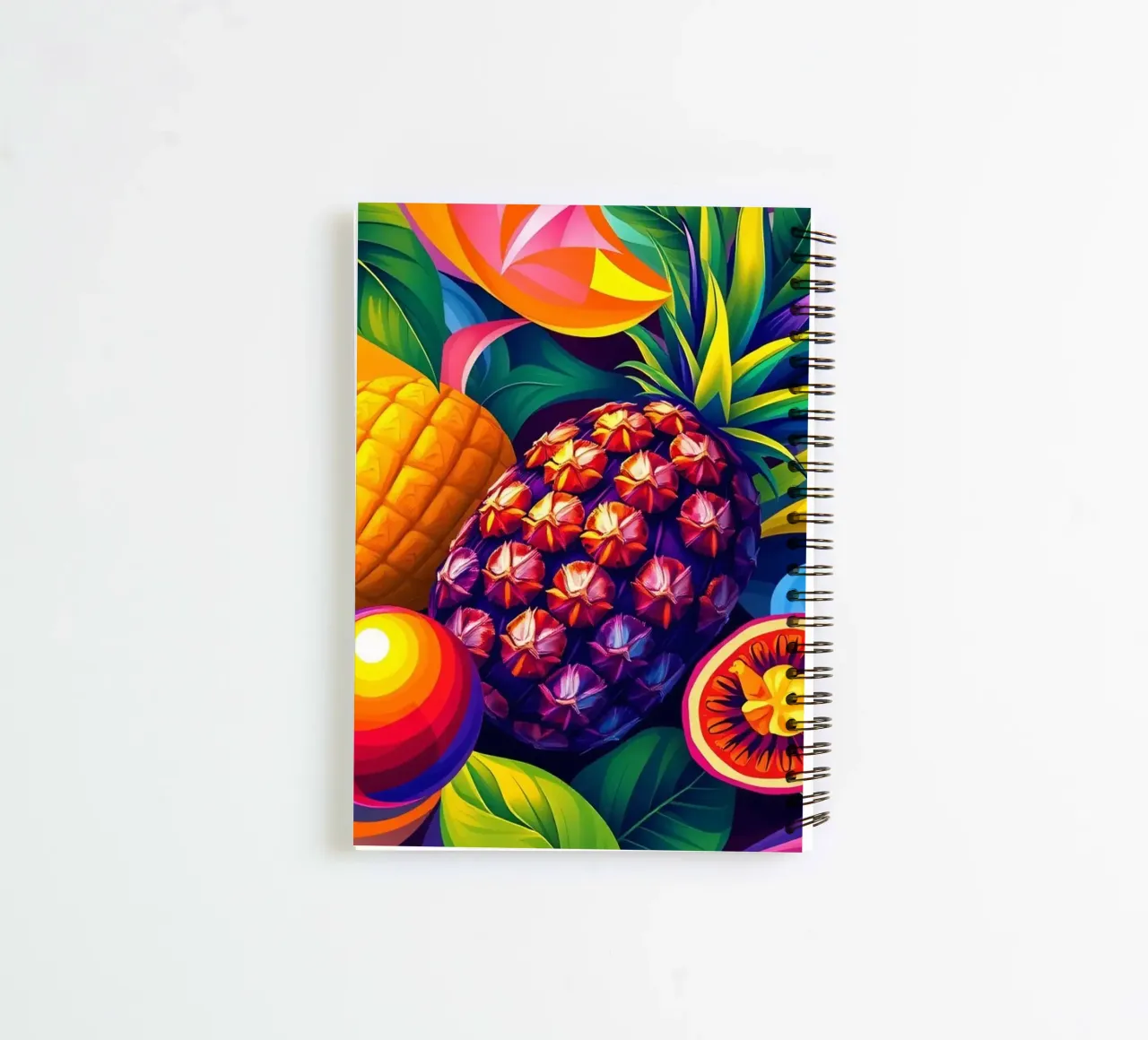 abstract fruit arrangement with bold colors and dynamics spiral notebook by DesignDoodle