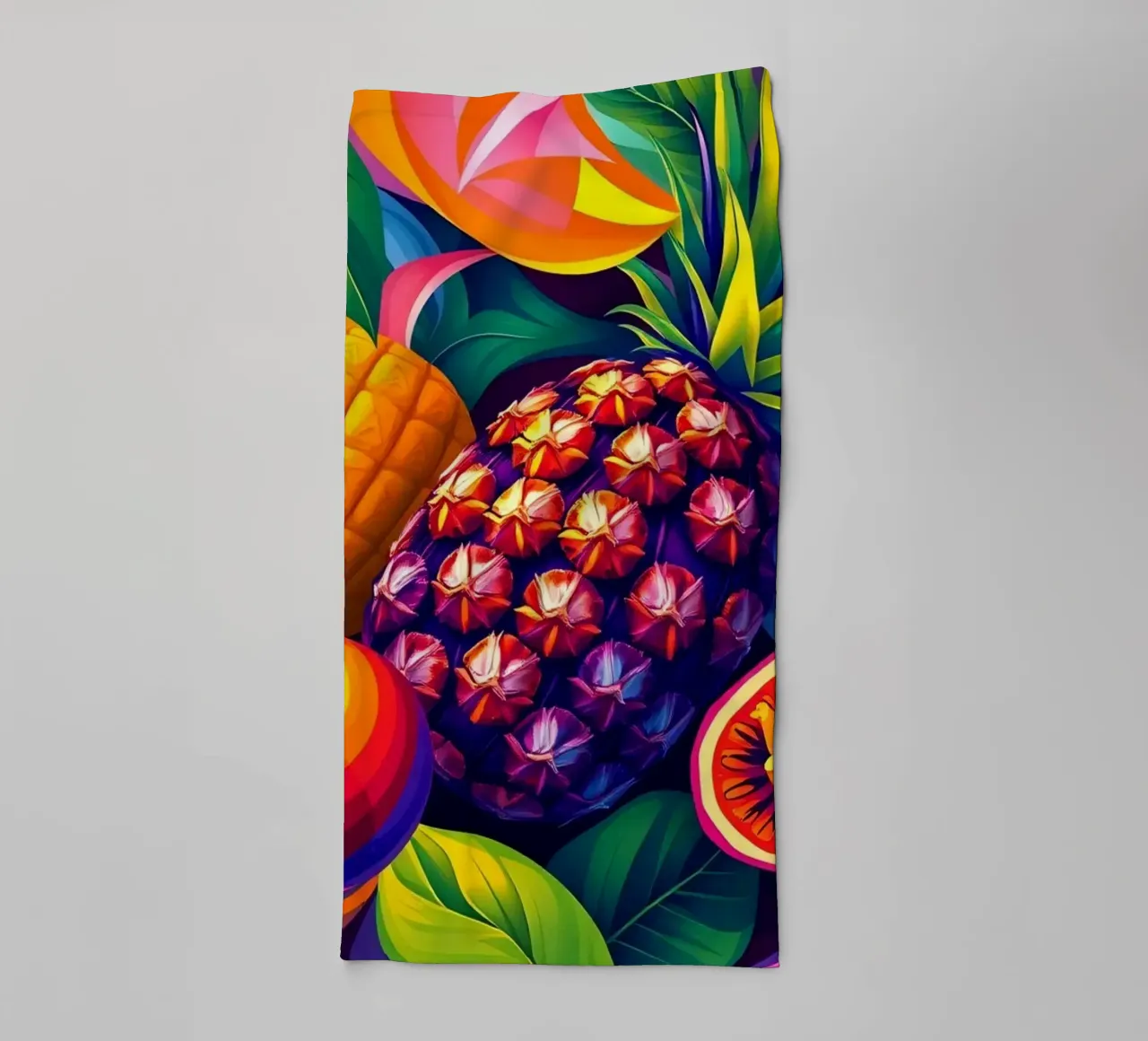 abstract fruit arrangement with bold colors and dynamics towel by DesignDoodle