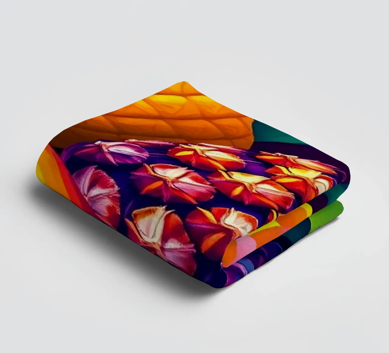 abstract fruit arrangement with bold colors and dynamics towel by DesignDoodle