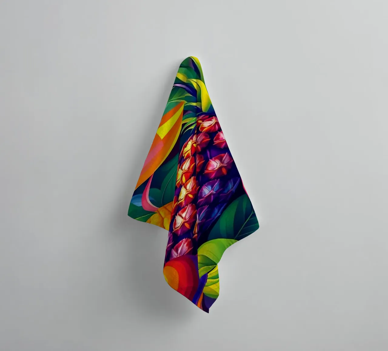 abstract fruit arrangement with bold colors and dynamics towel by DesignDoodle