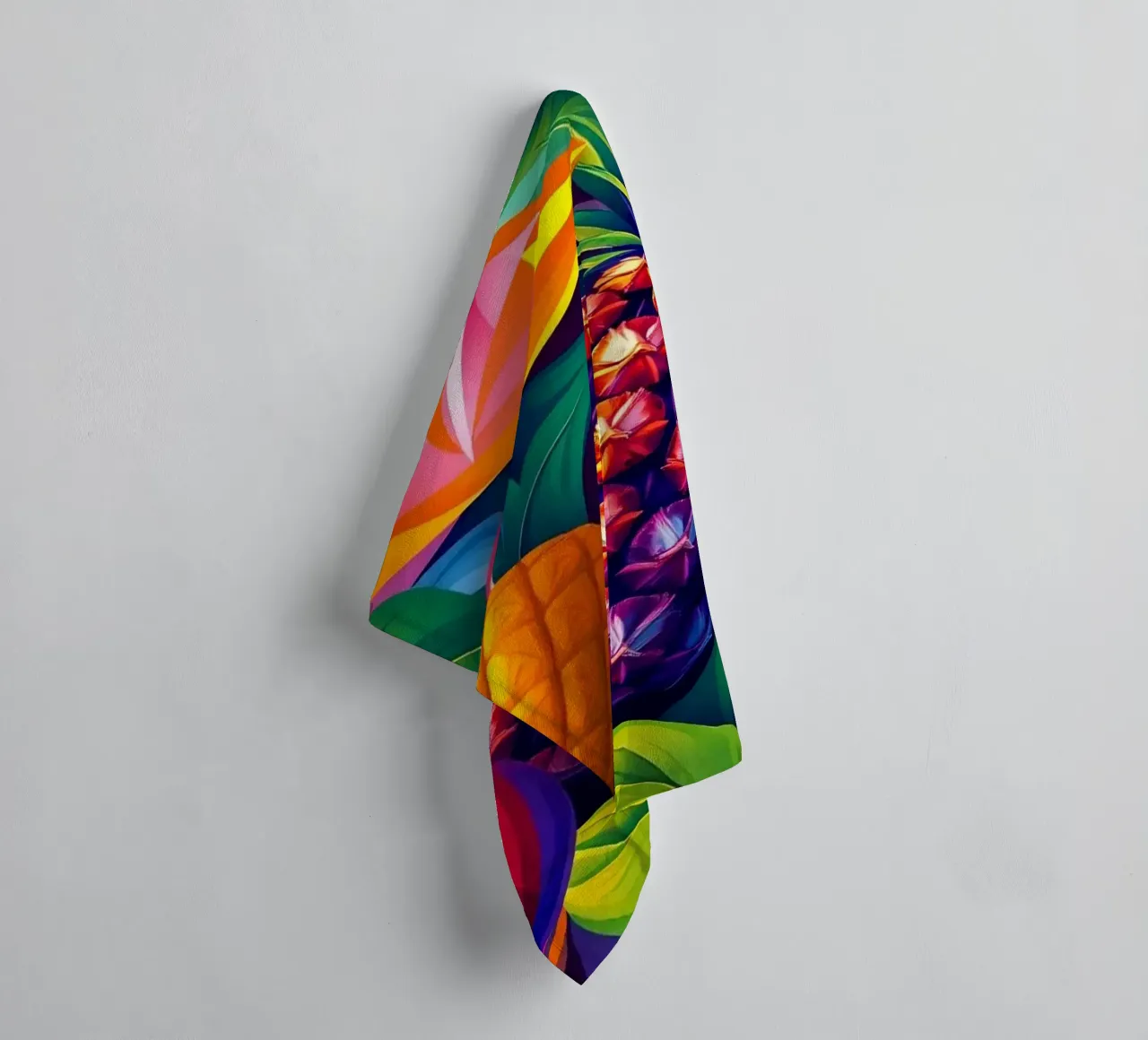 abstract fruit arrangement with bold colors and dynamics towel by DesignDoodle