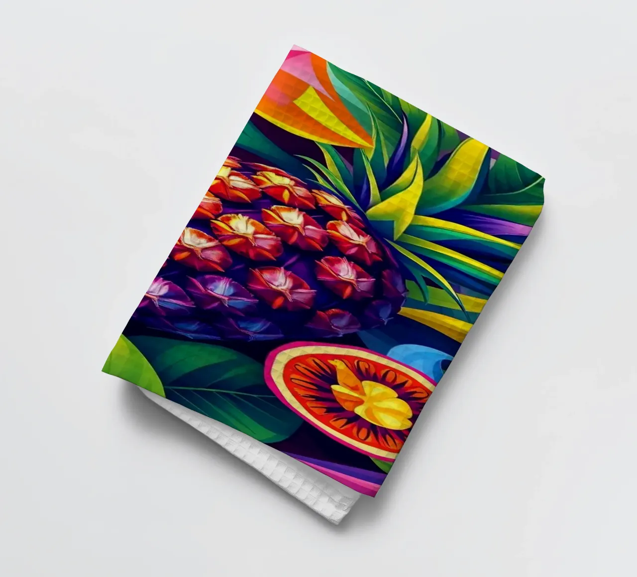 Composizione astratta di frutta con colori e dinamiche vivaci canovaccio da cucina da DesignDoodle
