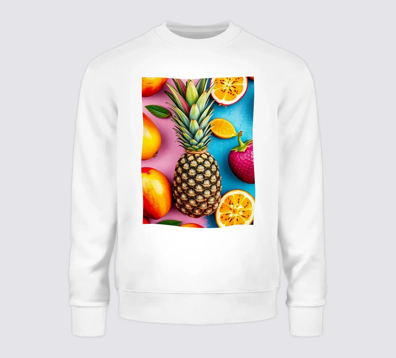 Vibrante composizione di frutta tropicale su sfondo colorato felpa da DesignDoodle
