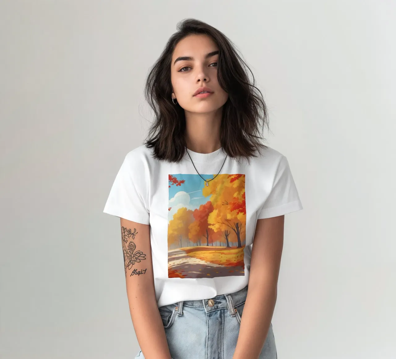paesaggio autunnale con fogliame colorato t-shirt da DesignDoodle