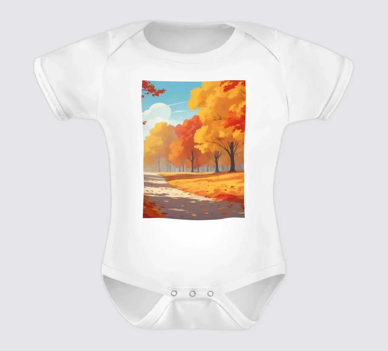 paesaggio autunnale con fogliame colorato body neonato maniche corte da DesignDoodle
