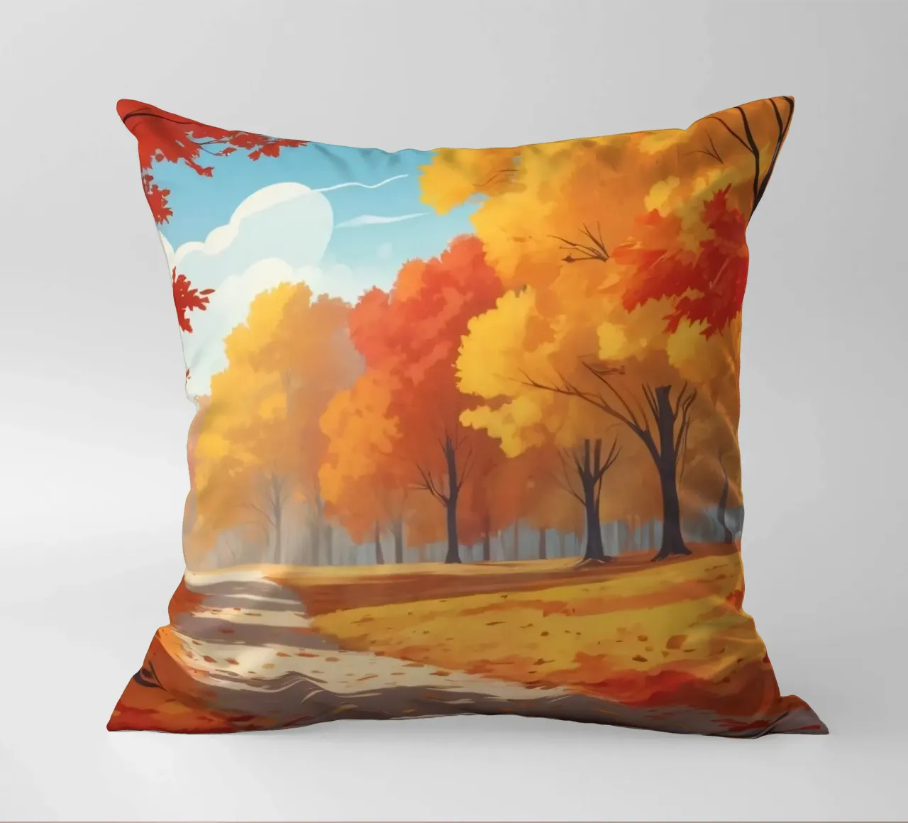 paesaggio autunnale con fogliame colorato cuscino da DesignDoodle