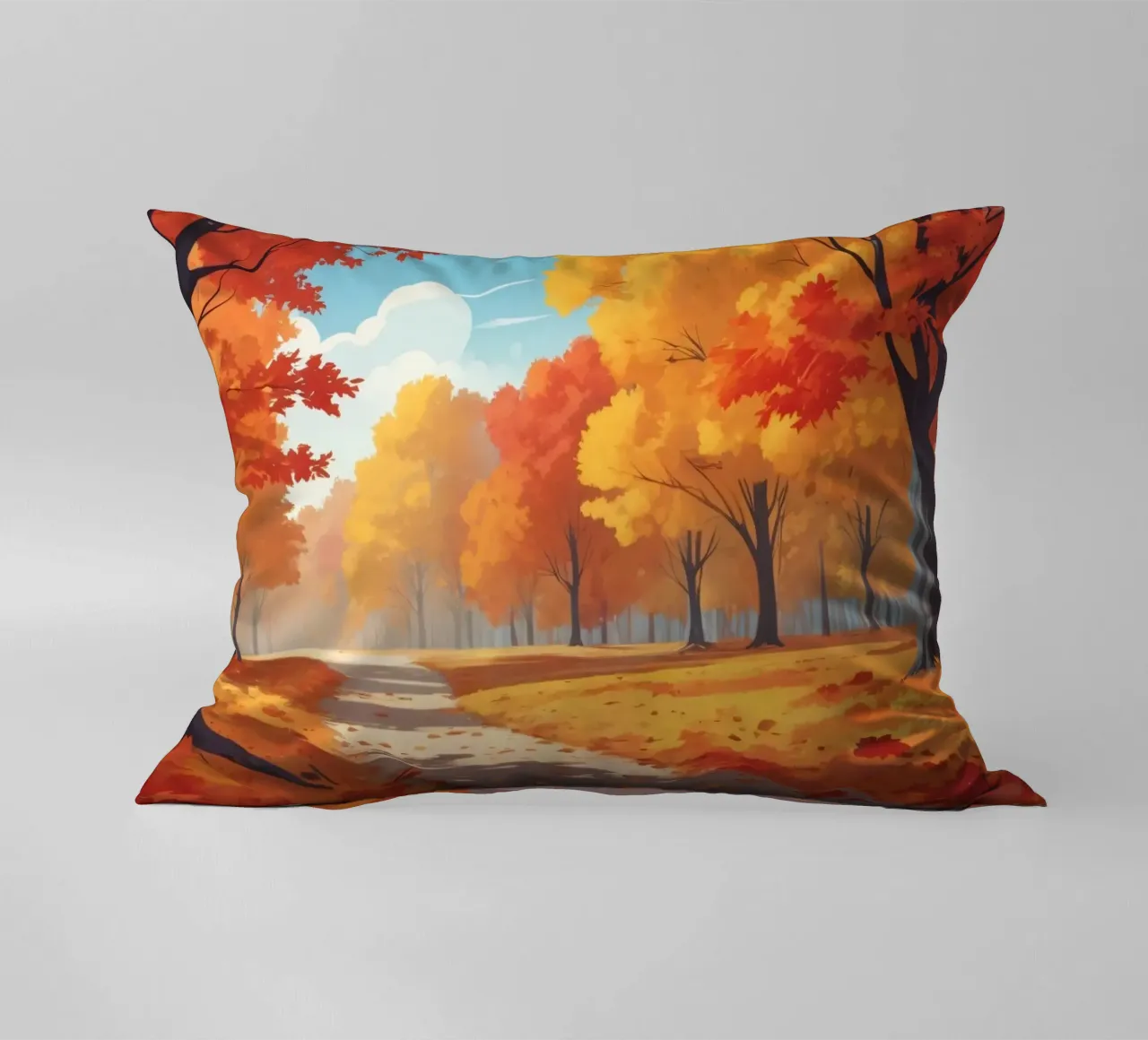 paesaggio autunnale con fogliame colorato cuscino da DesignDoodle