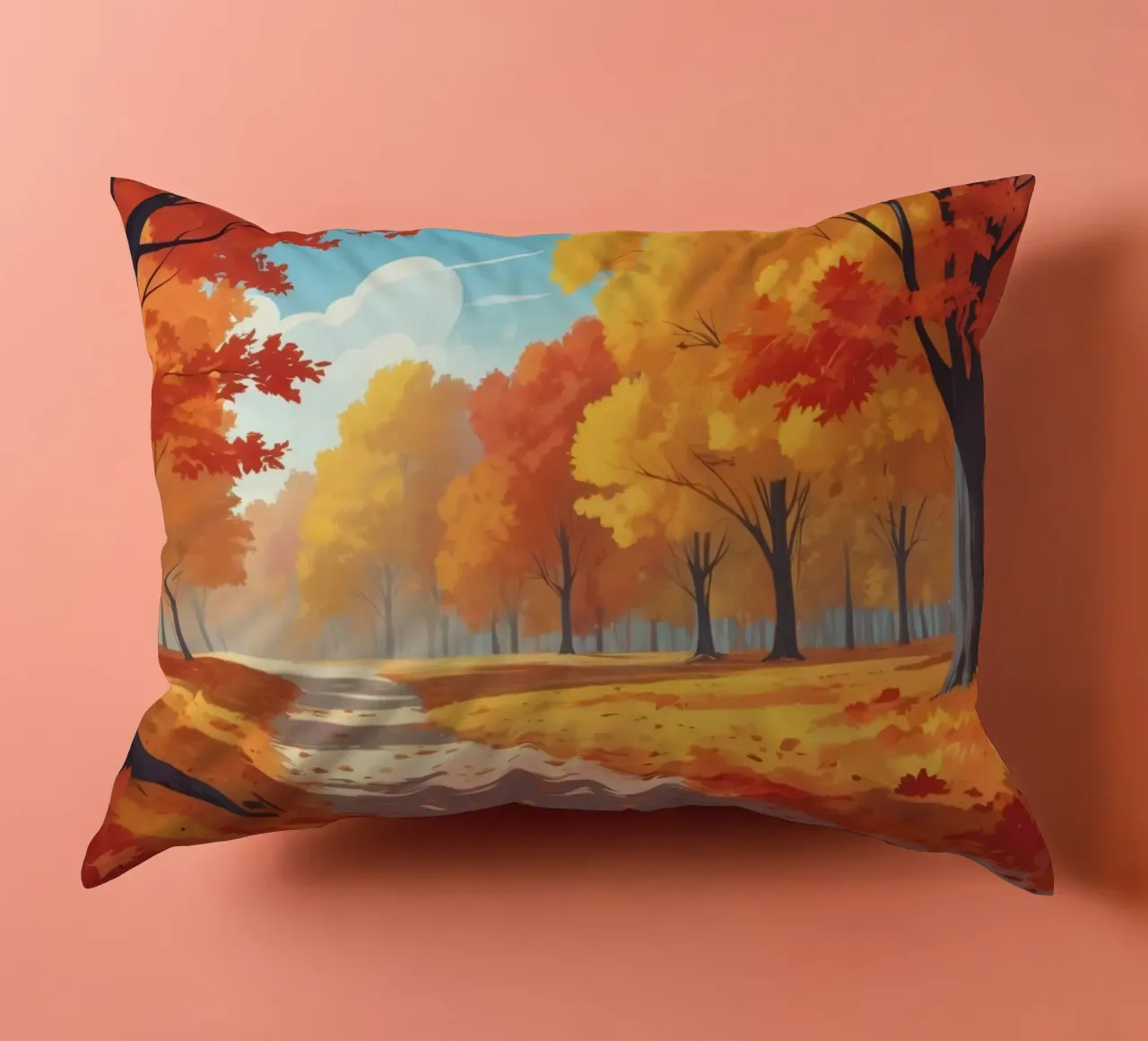 paesaggio autunnale con fogliame colorato cuscino da DesignDoodle