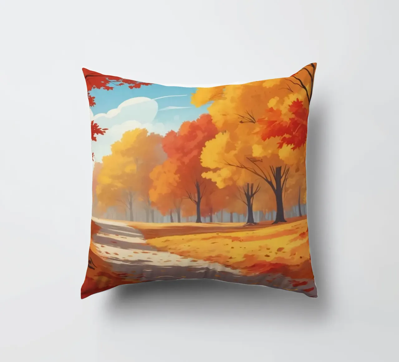paesaggio autunnale con fogliame colorato cuscino da DesignDoodle