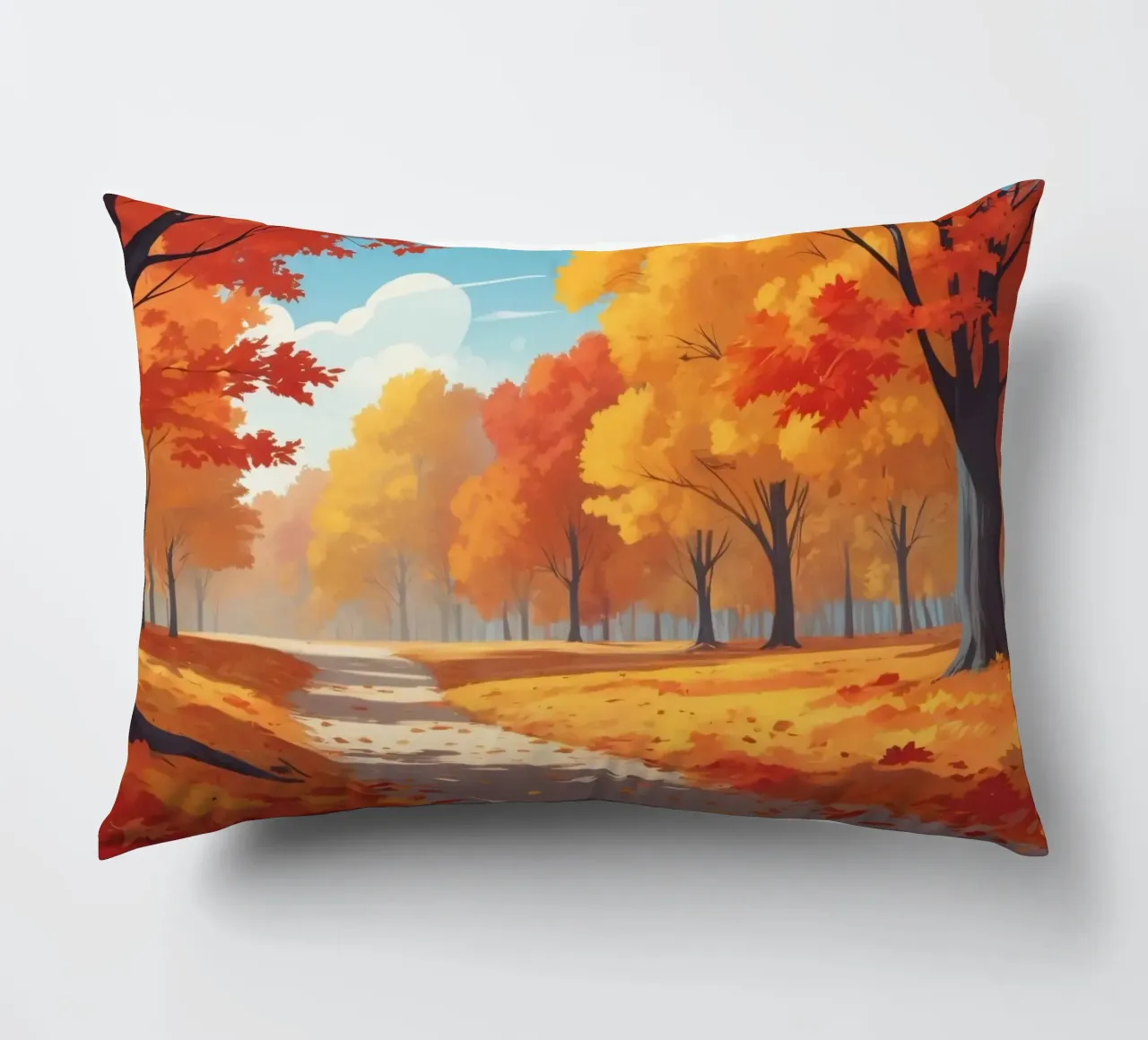 paesaggio autunnale con fogliame colorato cuscino da DesignDoodle