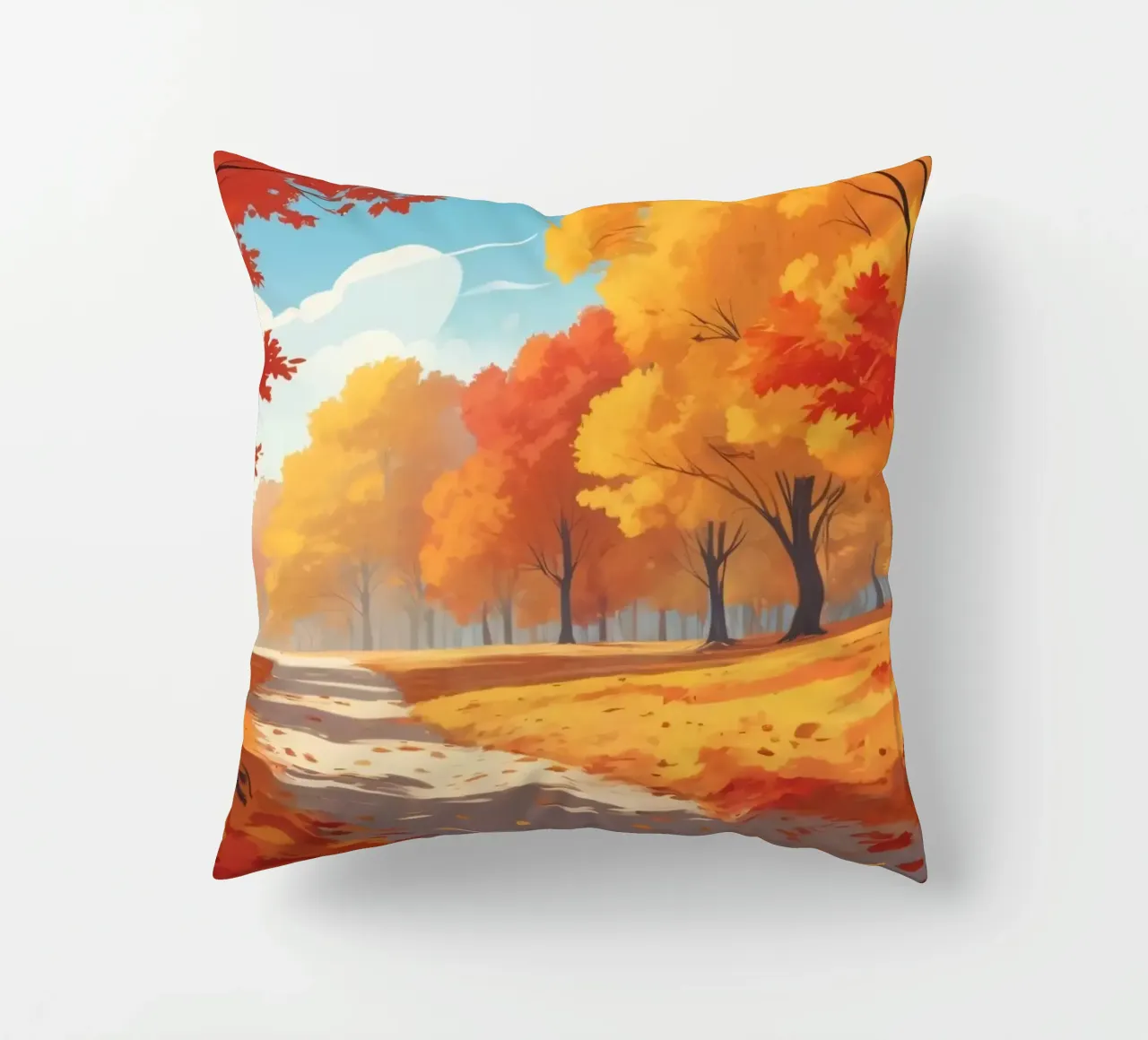 paesaggio autunnale con fogliame colorato cuscino da DesignDoodle