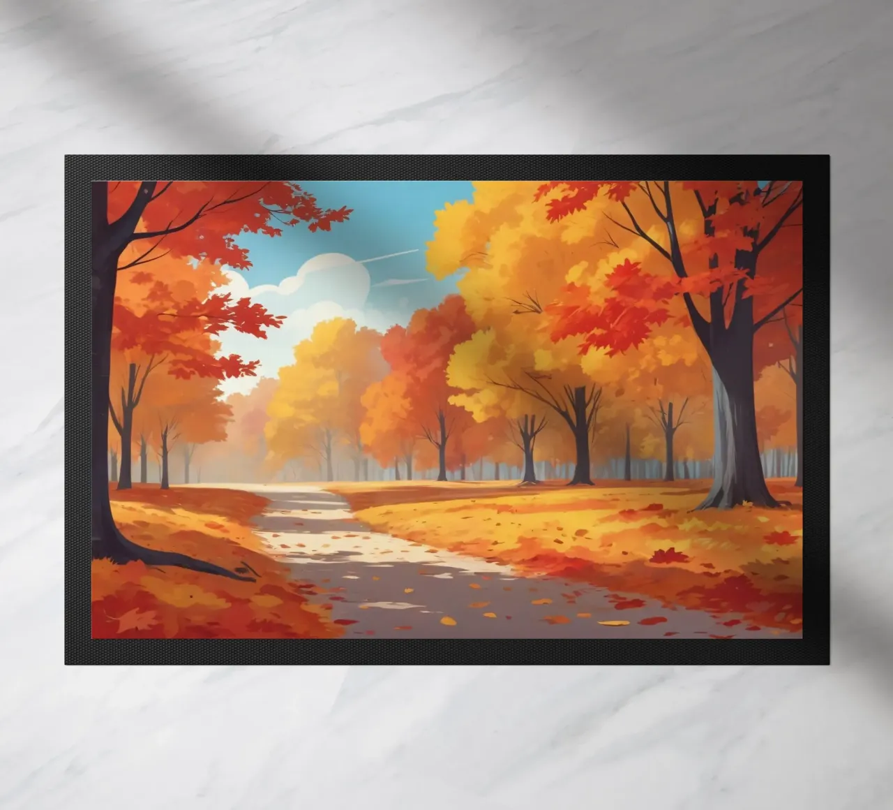 paesaggio autunnale con fogliame colorato zerbino da DesignDoodle