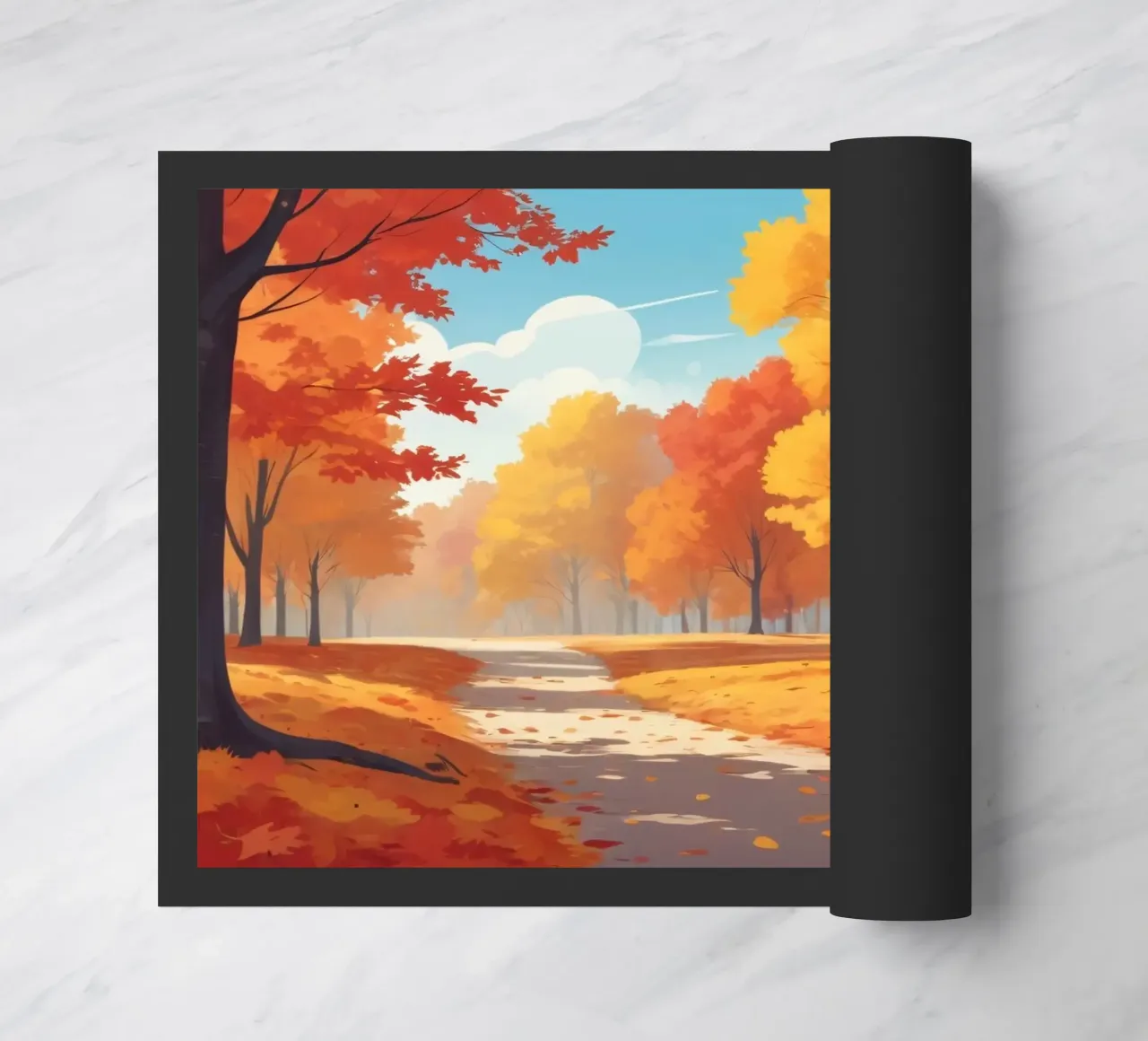 paesaggio autunnale con fogliame colorato zerbino da DesignDoodle