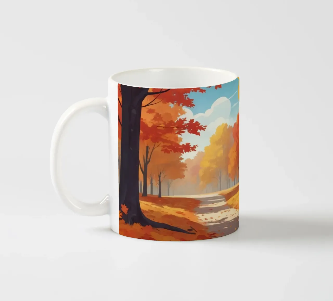 paesaggio autunnale con fogliame colorato tazza in ceramica da DesignDoodle