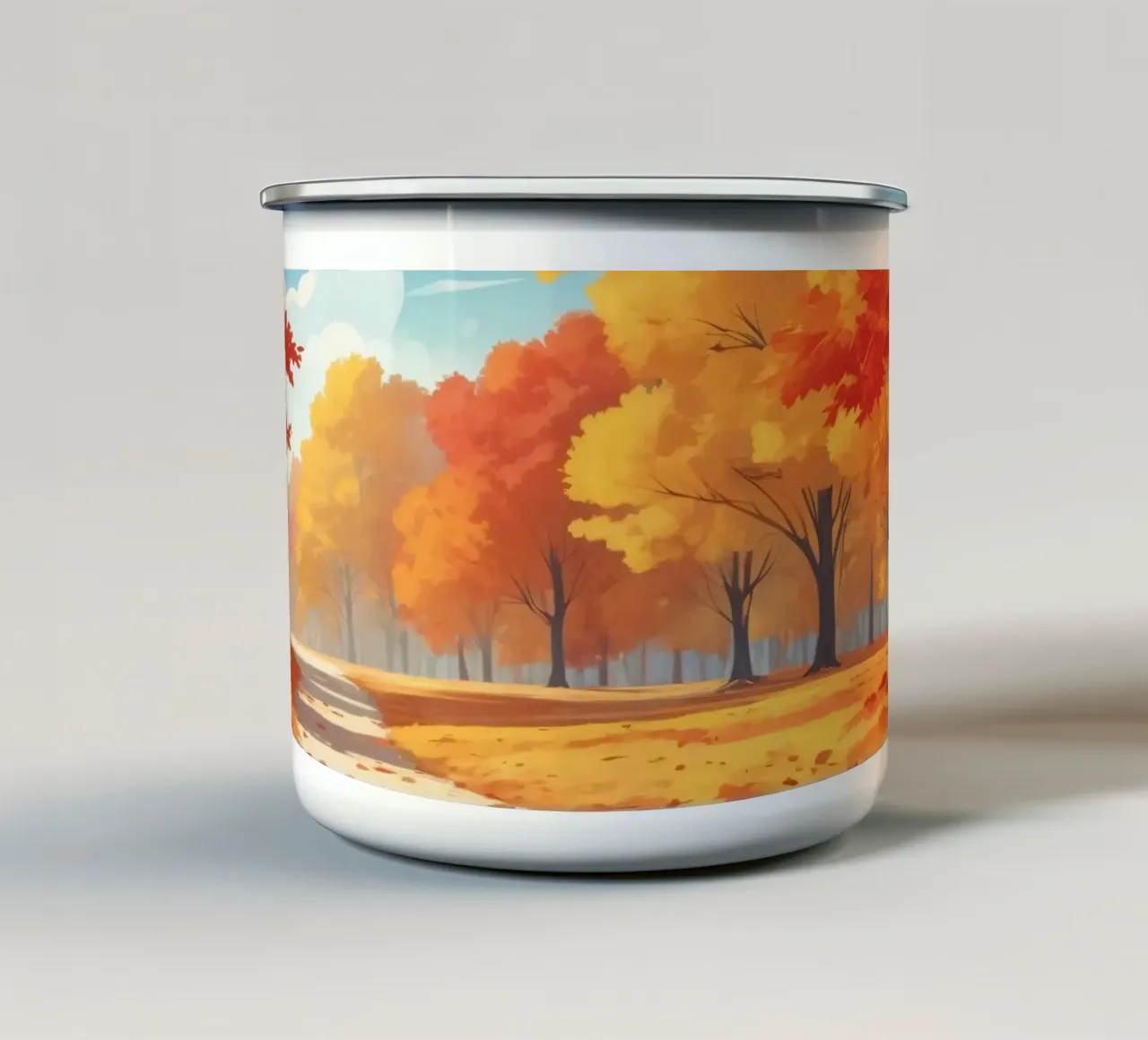 paesaggio autunnale con fogliame colorato tazza in smalto da DesignDoodle