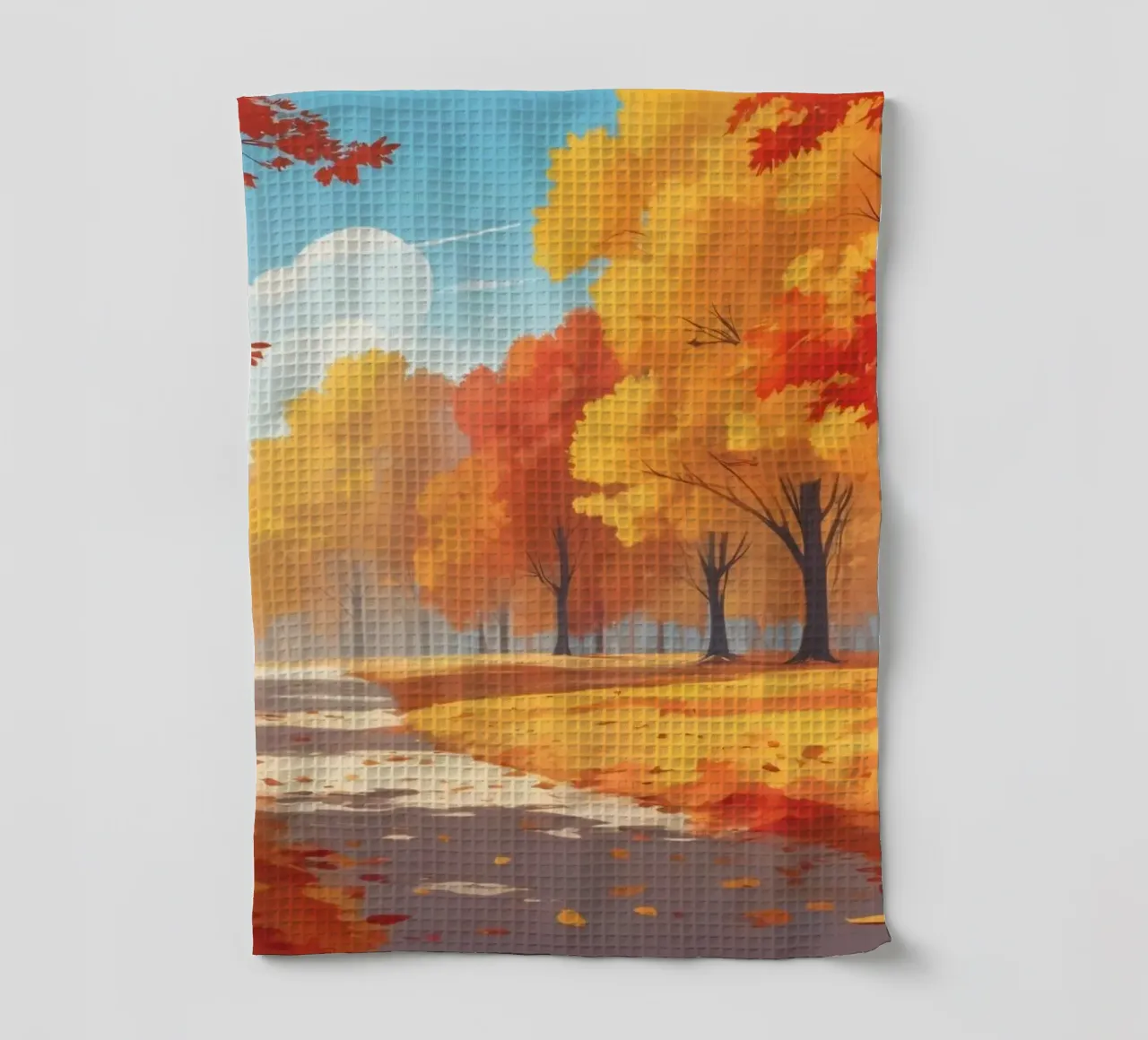 paesaggio autunnale con fogliame colorato canovaccio da cucina da DesignDoodle