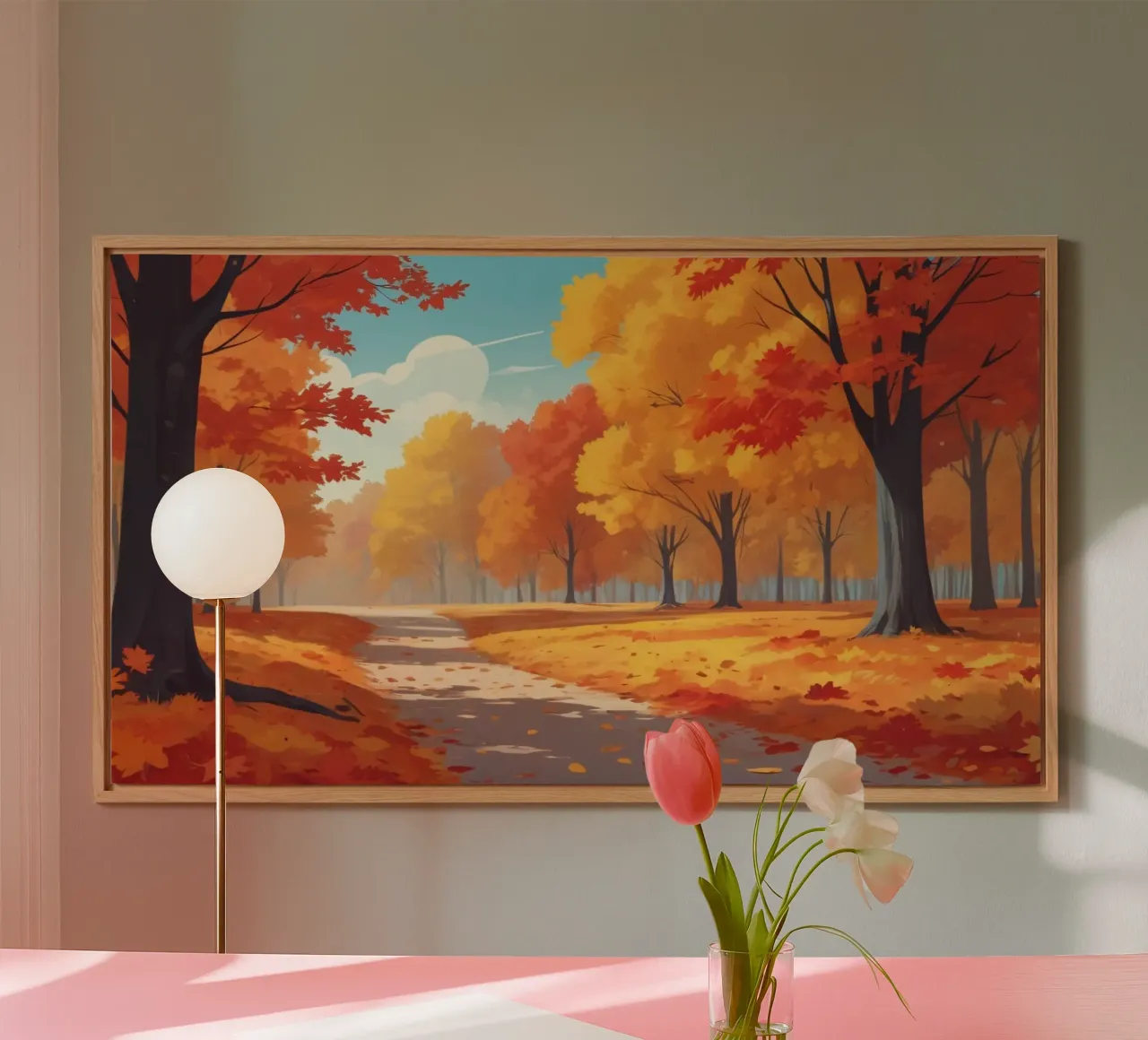 paesaggio autunnale con fogliame colorato alluminio dibond da DesignDoodle