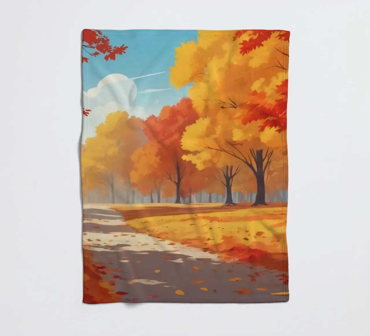 paesaggio autunnale con fogliame colorato coperta in pile da DesignDoodle