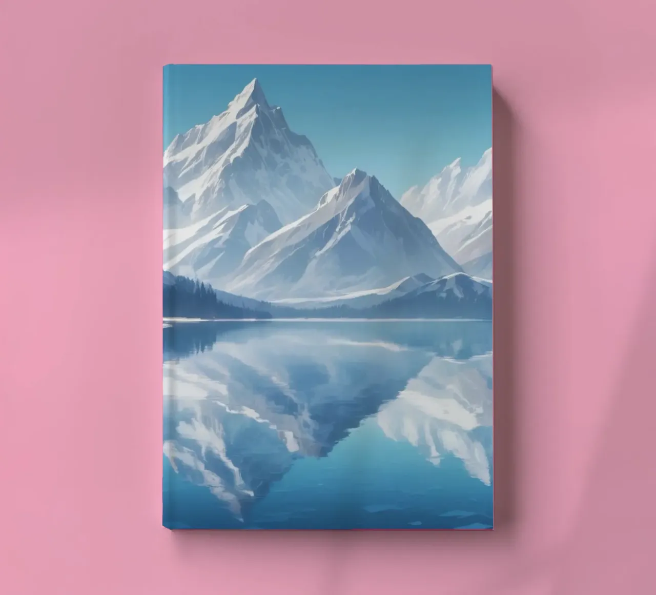 Majestic mountains reflected in a serene lake surrounded notebook by DesignDoodle